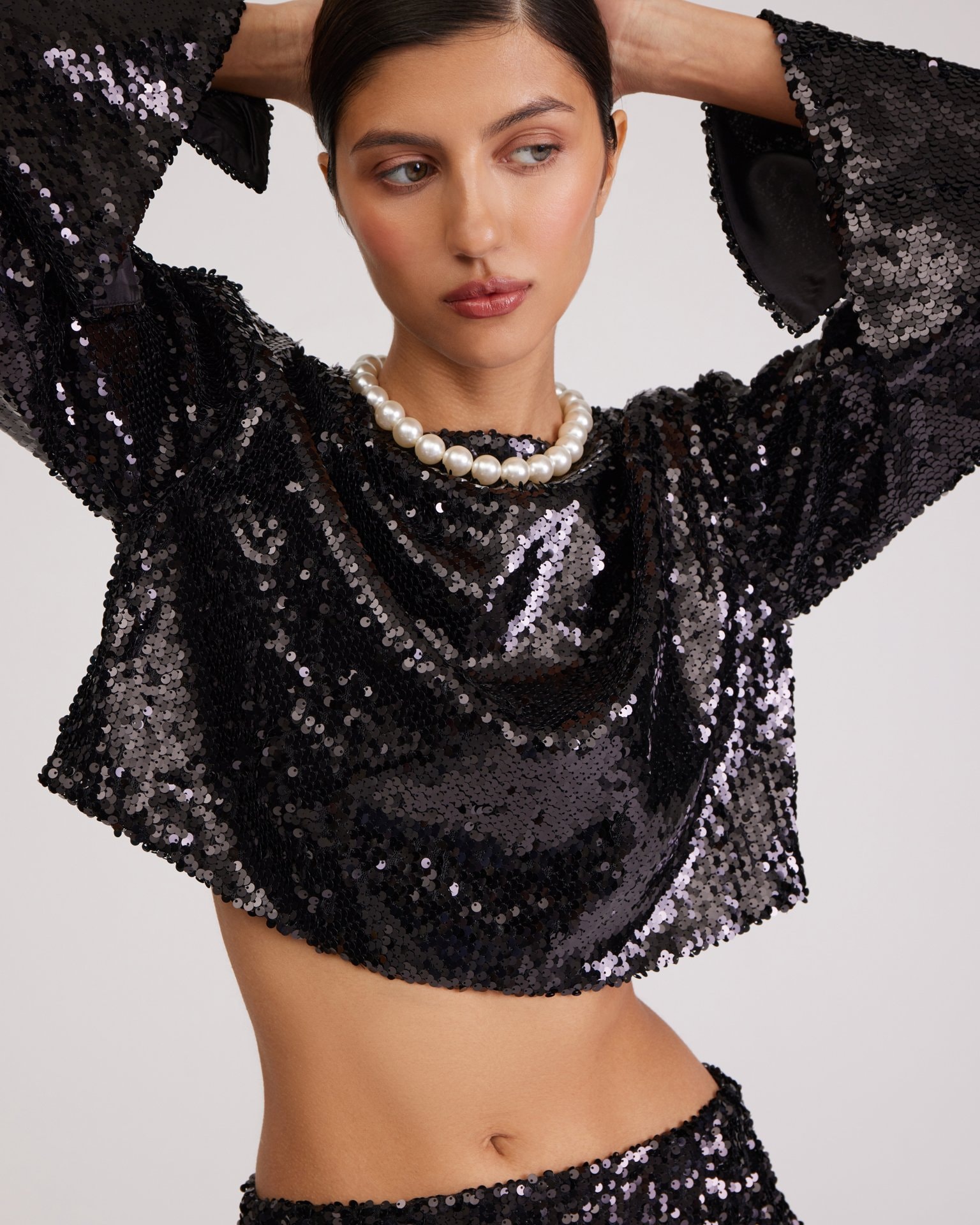 Black Sequin Top, Black