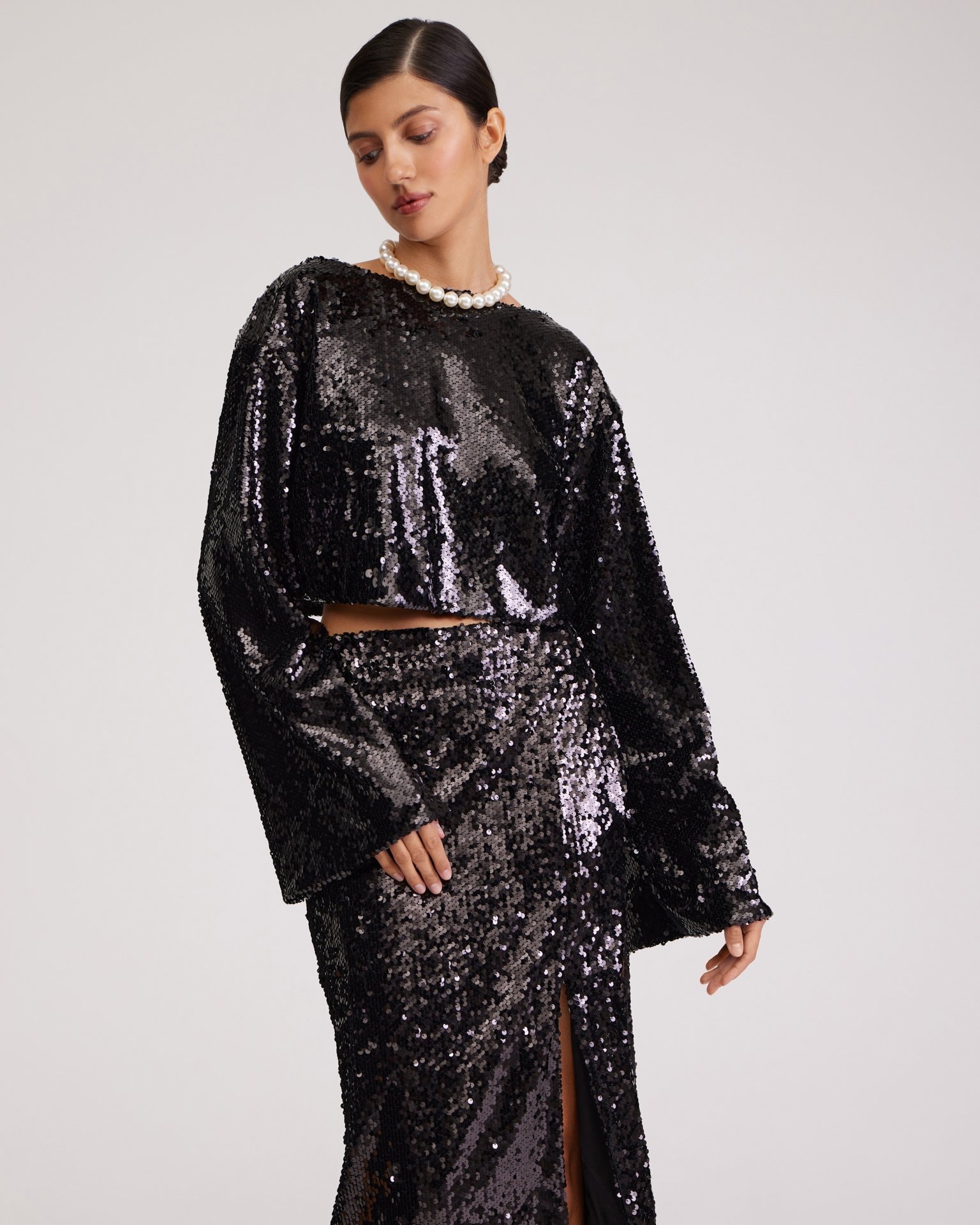 Black Sequin Top, Black — photo 4