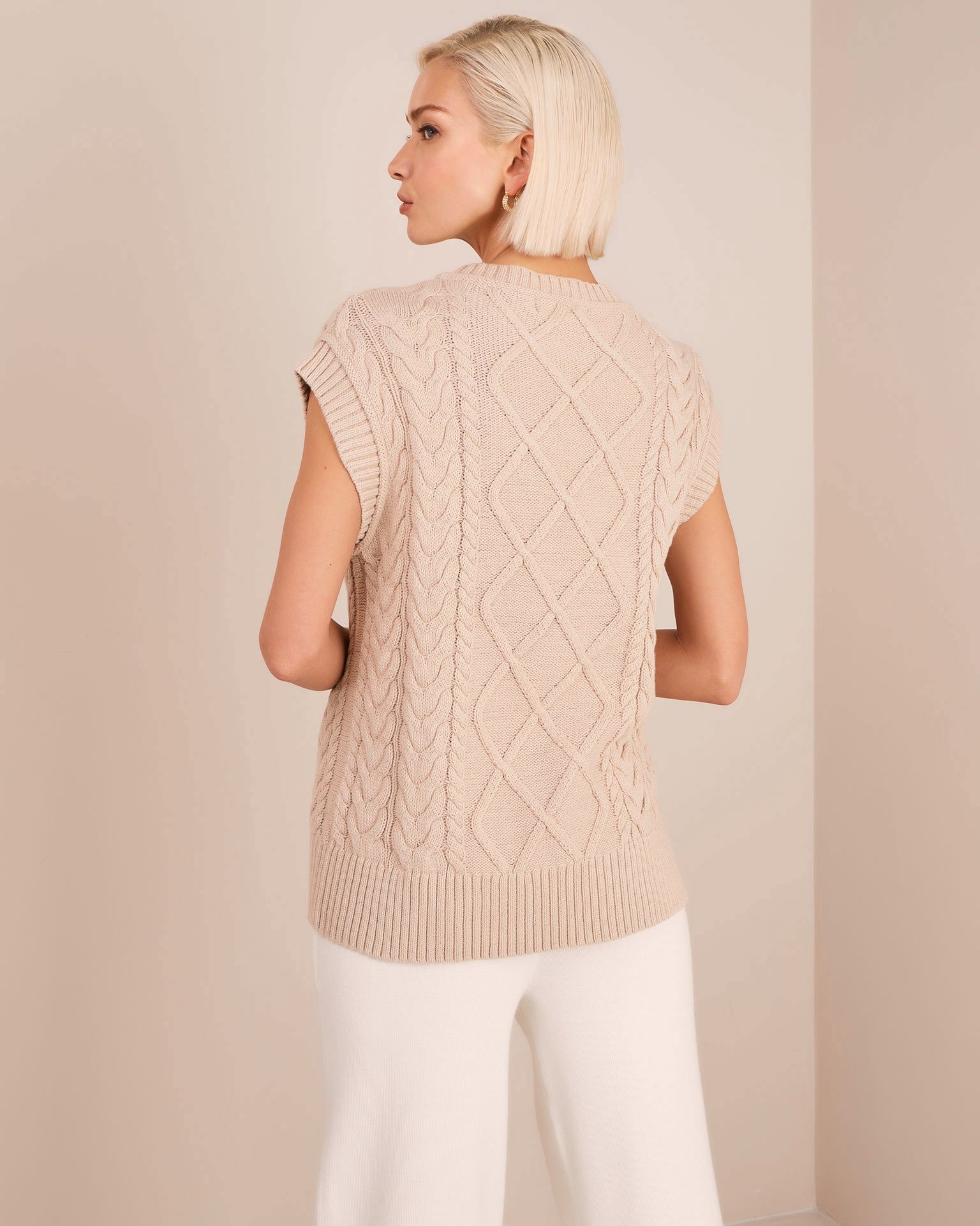 Sleeveless Jumper, Beige — photo 3