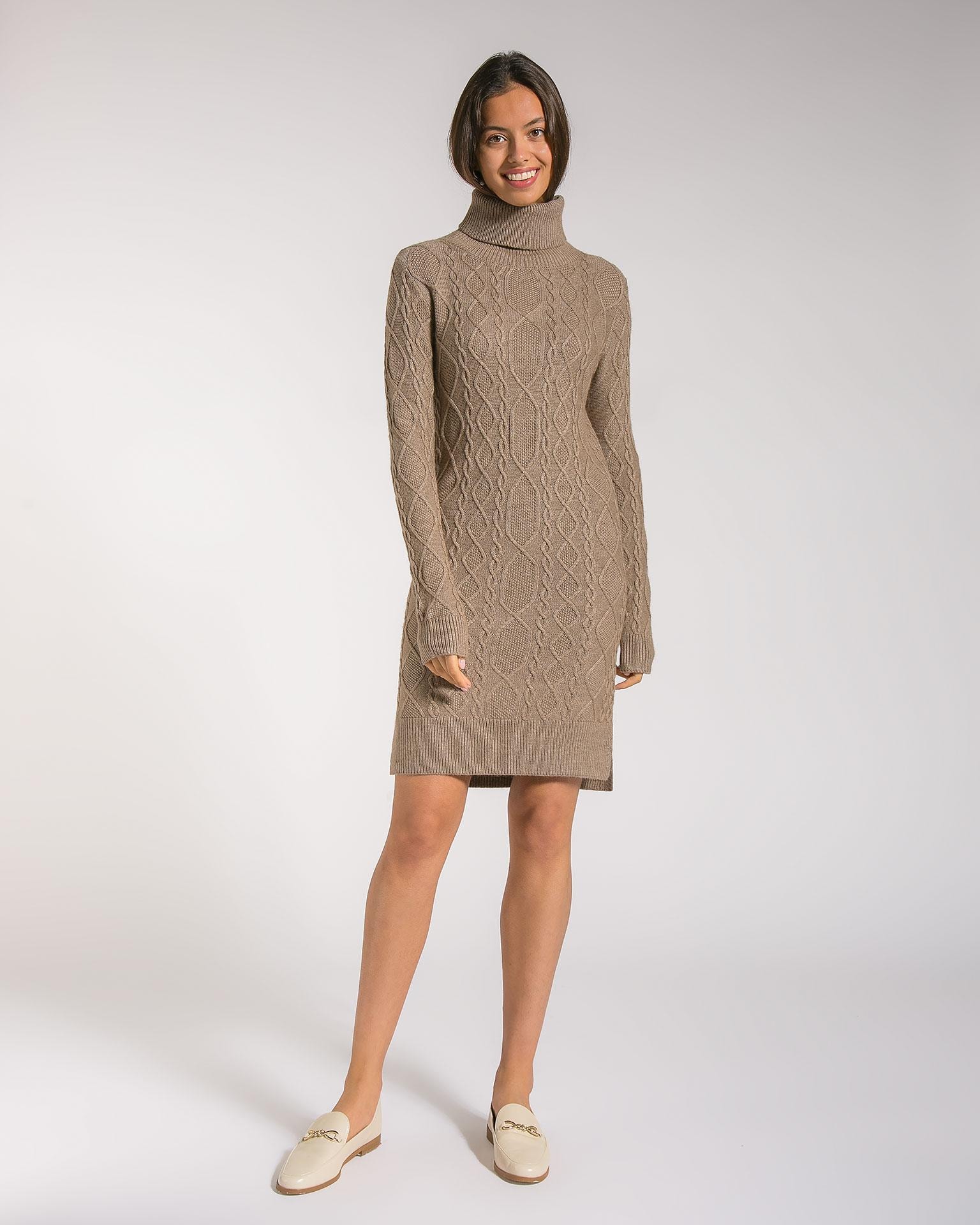 Dress with an elongated back, Brown — photo 2
