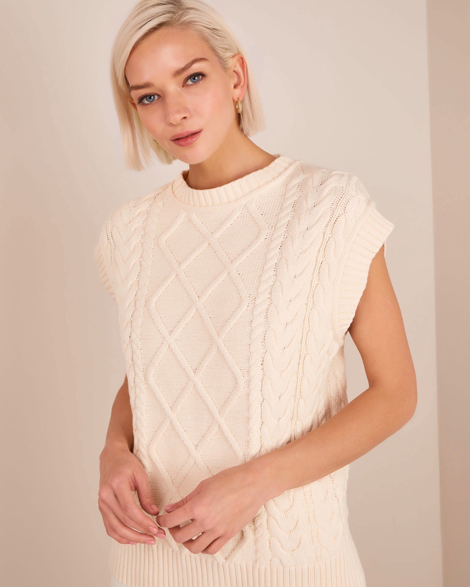 Sleeveless jumper, Milky — photo 5