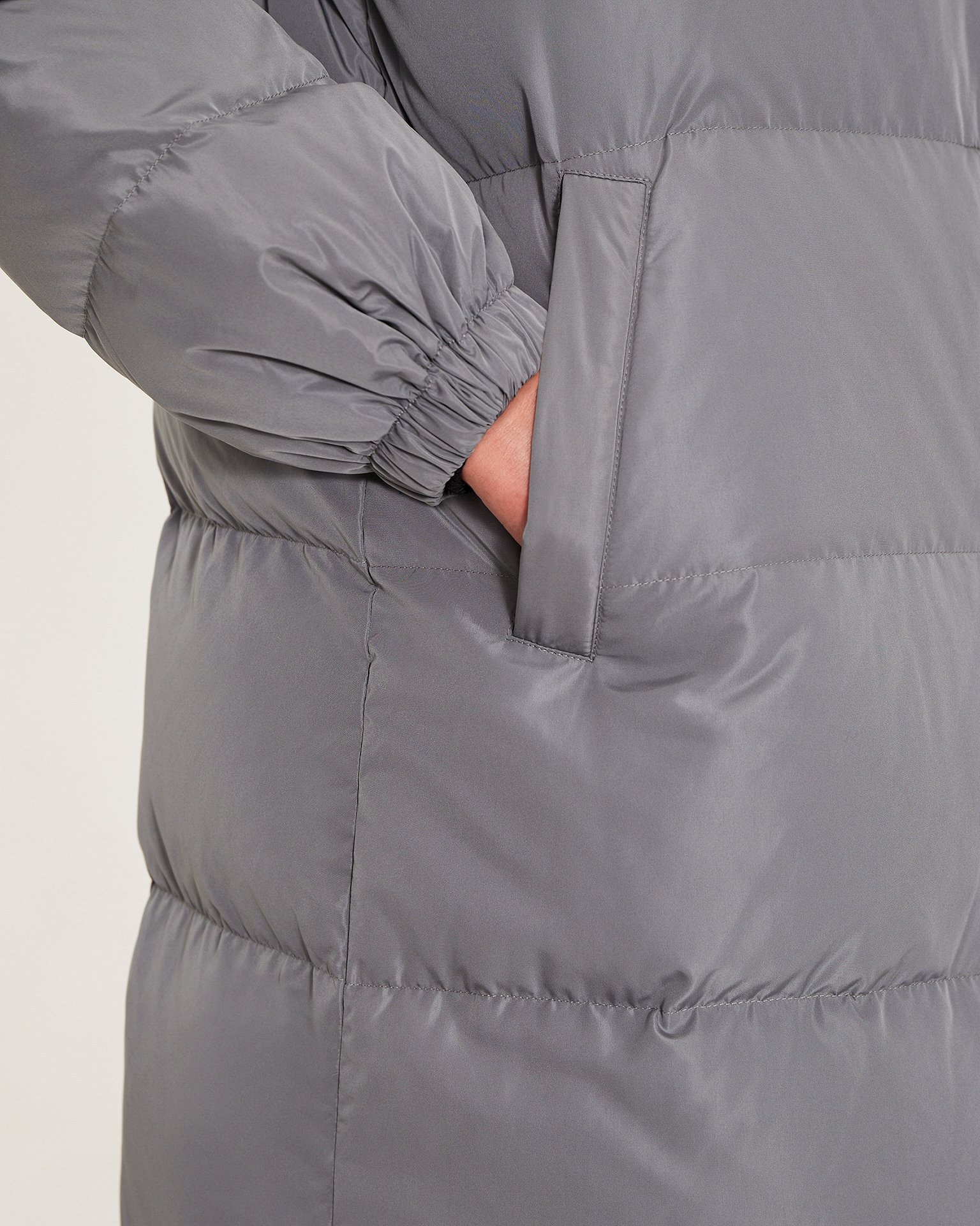 Puffer coat with hood, Graphite — photo 5