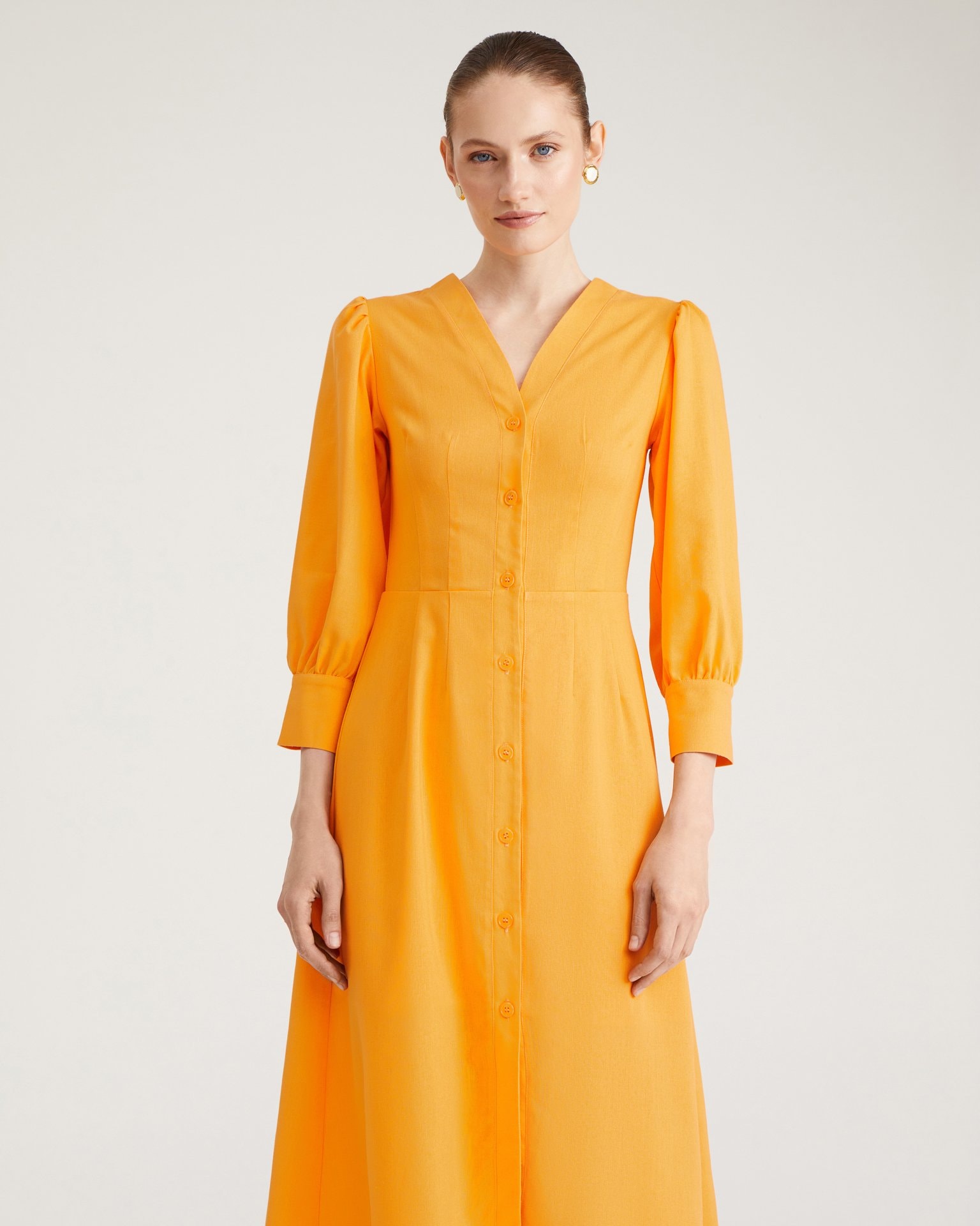 Fitted midi dress, Orange — photo 3