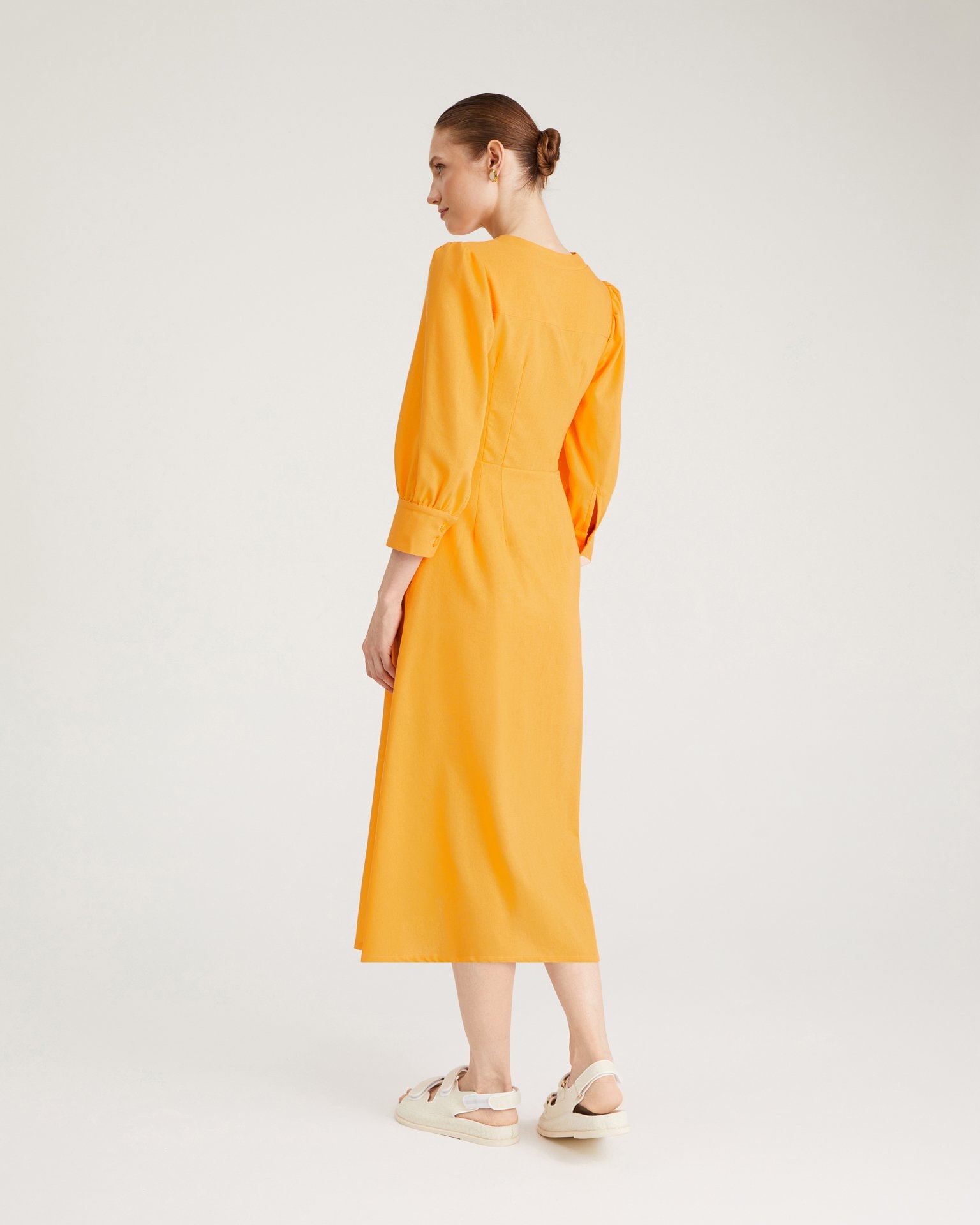 Fitted midi dress, Orange — photo 4