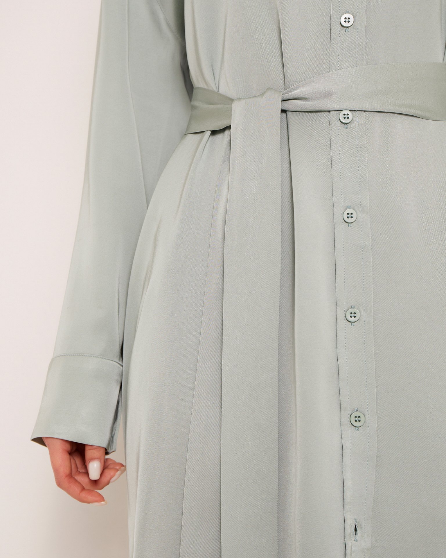 Satin shirt dress, Mint — photo 6