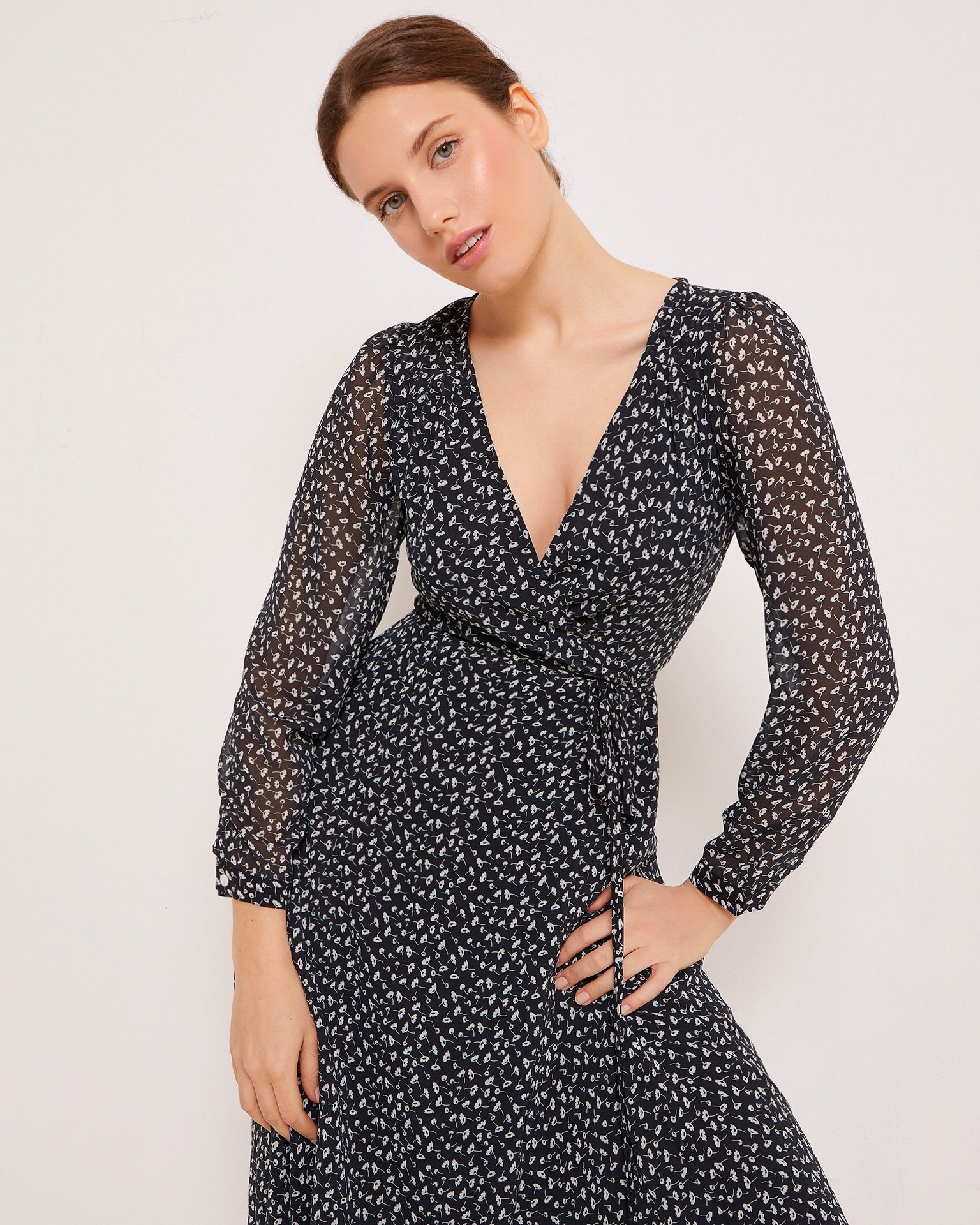 Black Wrap Dress, Black — photo 5