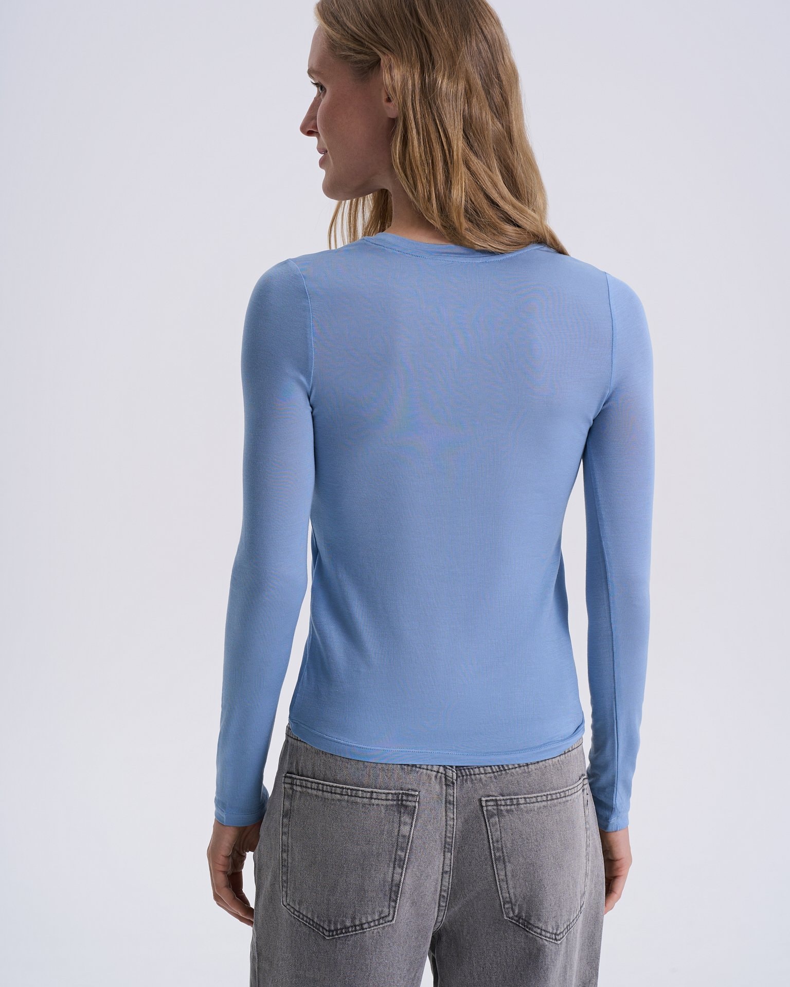 Blue Tencel long-sleeved top, Blue — photo 2