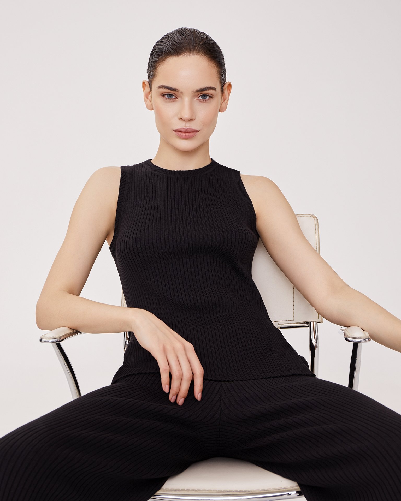 Trousers with side slits, Black — photo 5