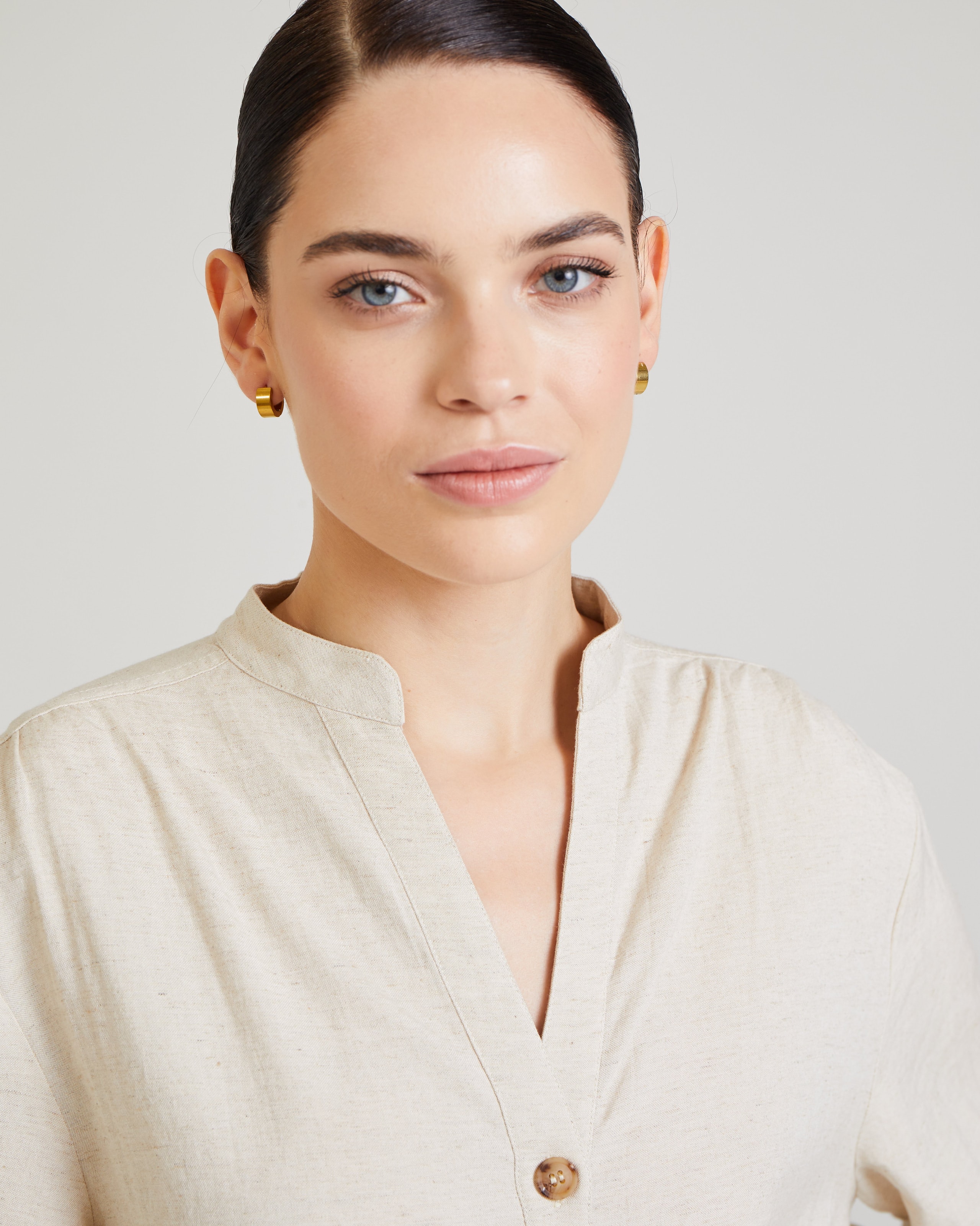 Linen shirt dress, Beige — photo 5