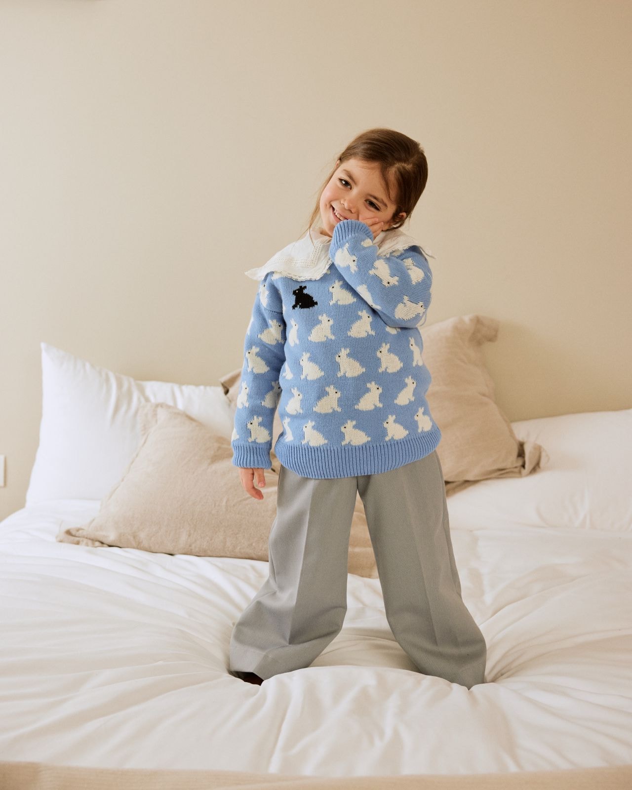 Children's Jumper with Rabbit Print, Sky Blue — photo 2