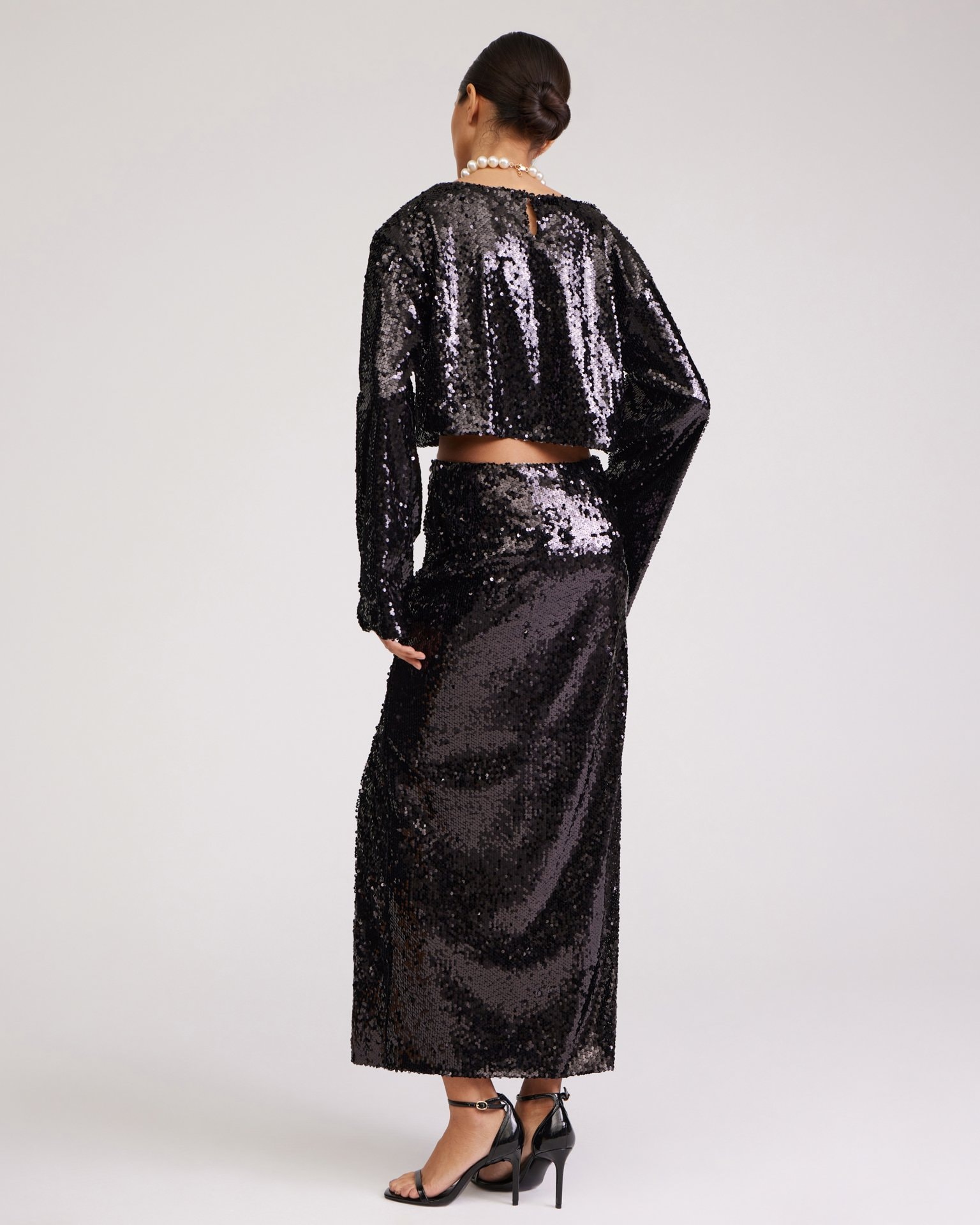 Black sequin skirt, Black — photo 5