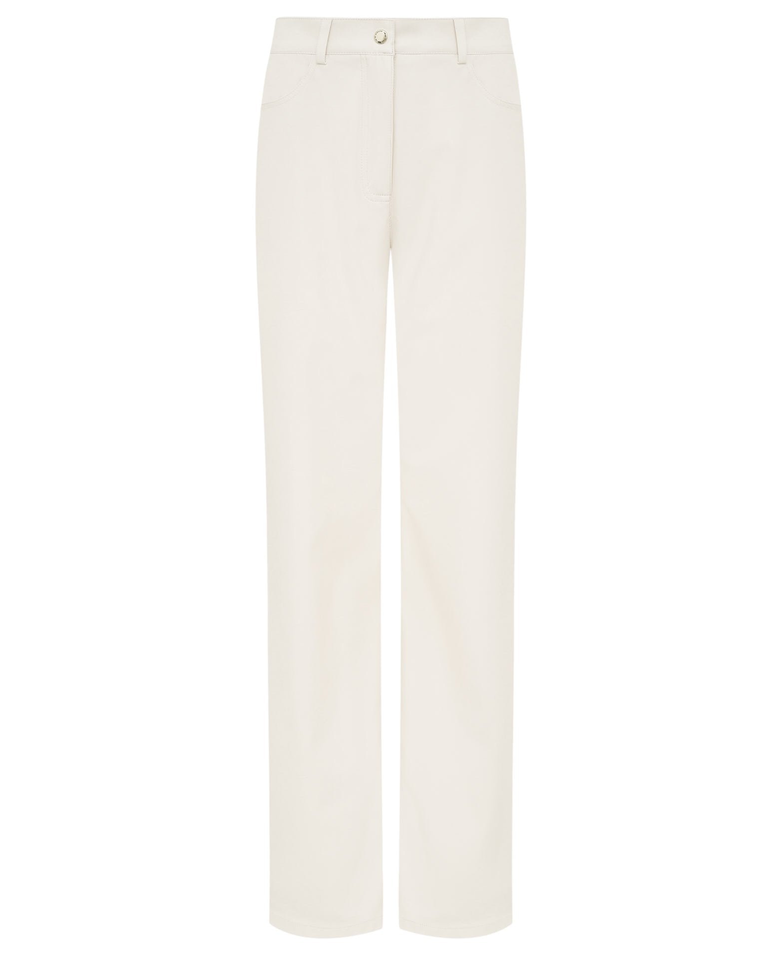 Milk-coloured eco-leather trousers, Milk — photo 8