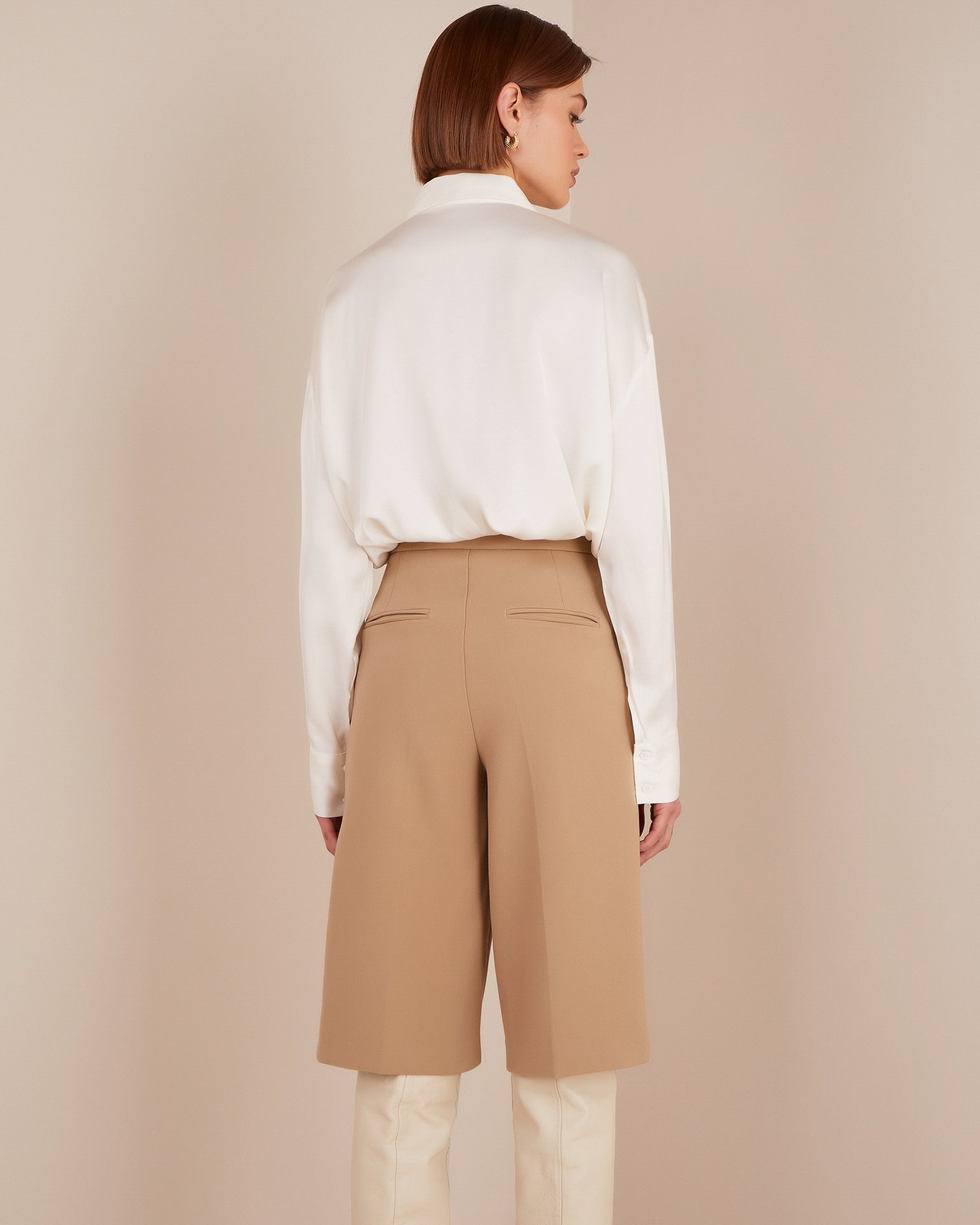 Snow-white satin shirt, White — photo 3