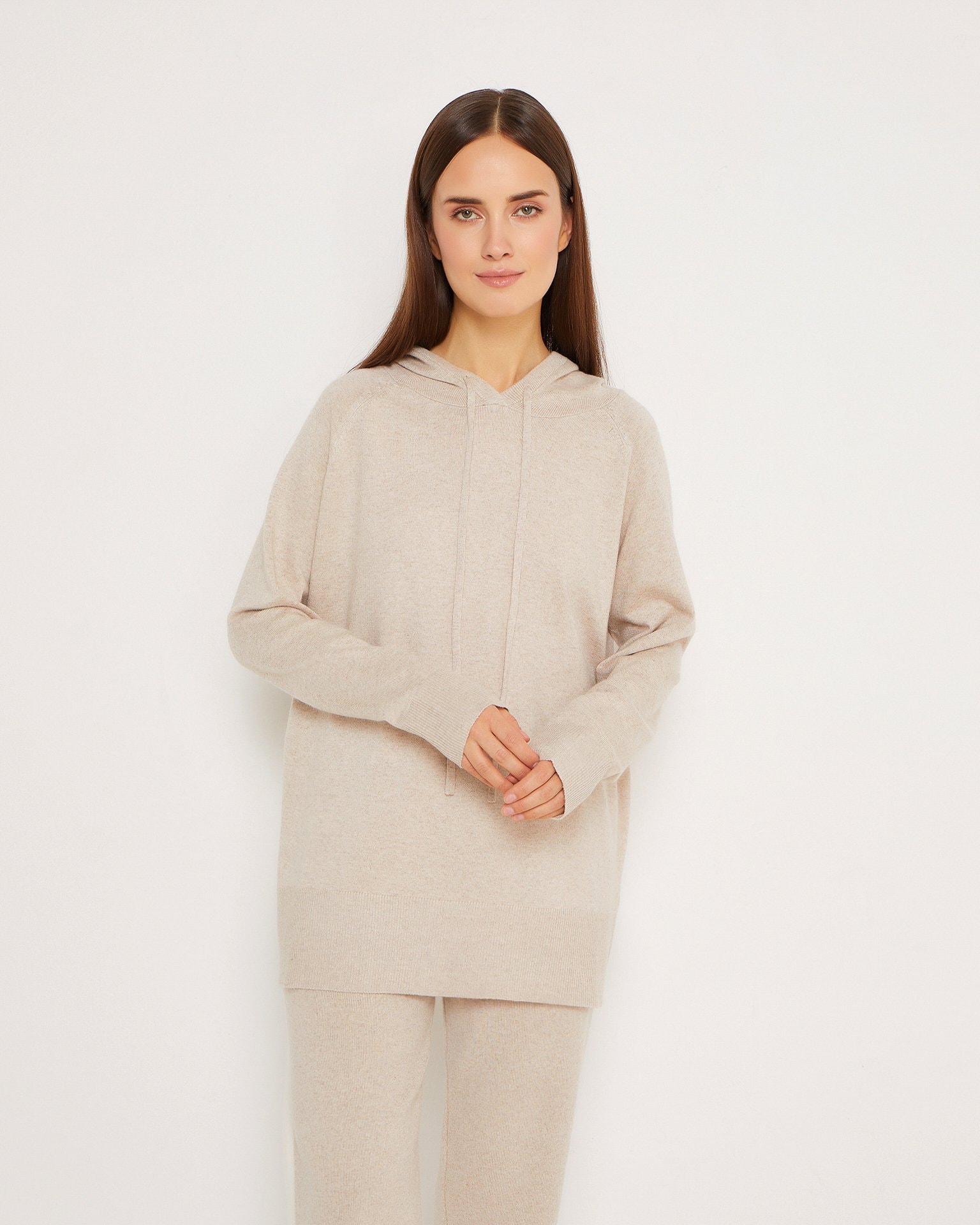 Cashmere set with a hoodie, Beige — photo 5