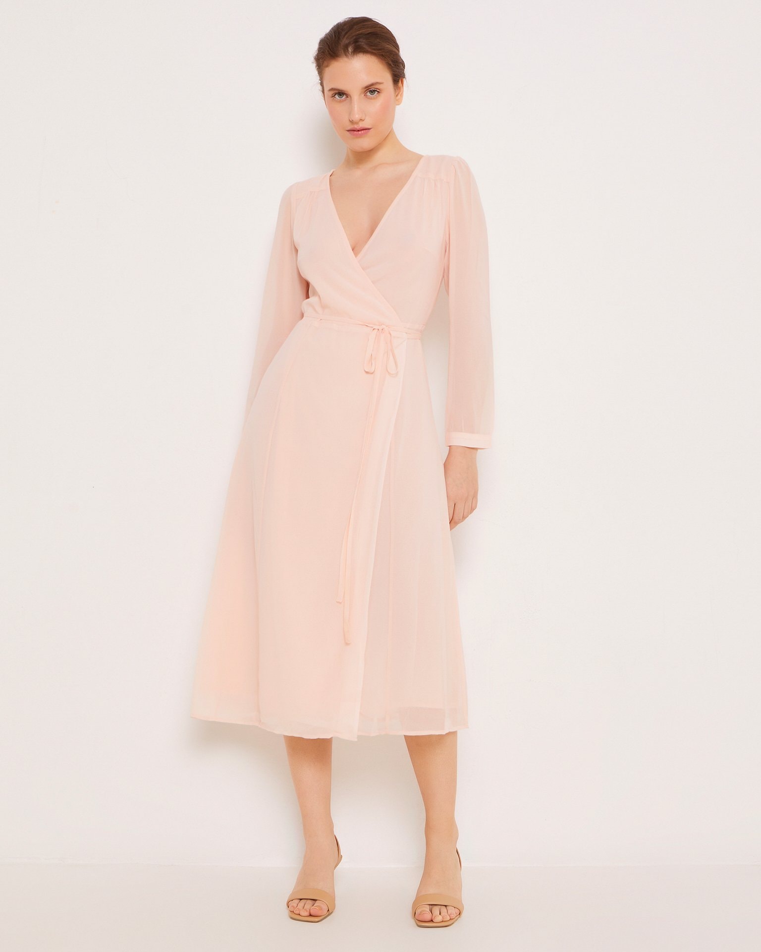 Mid-length wrap dress, Dusty pink — photo 2