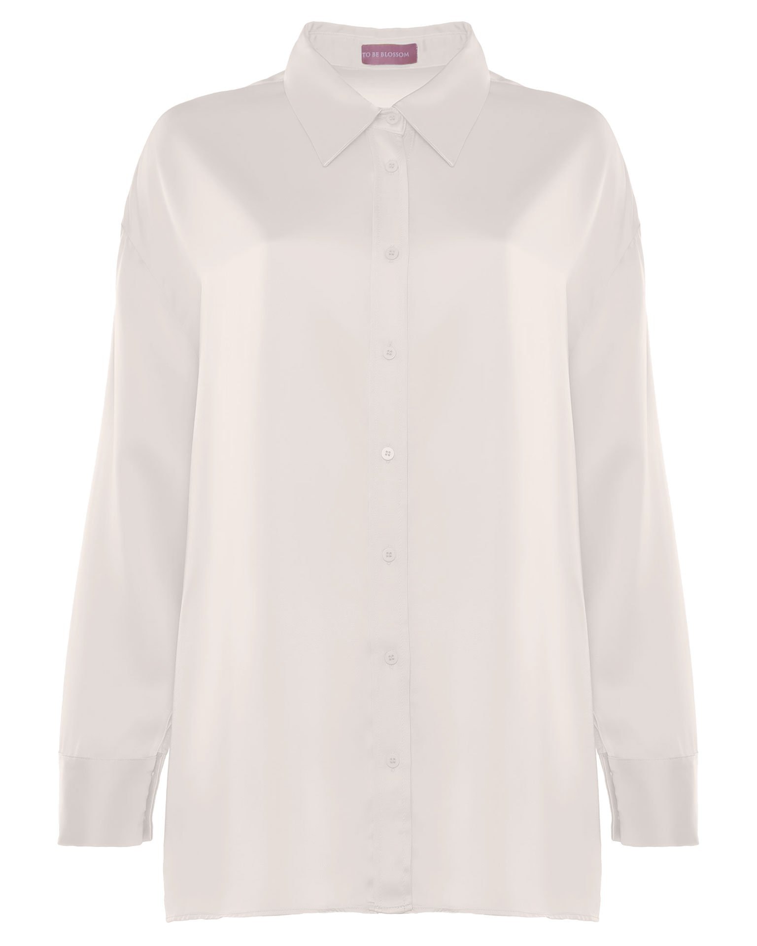 Snow-white satin shirt, White — photo 6