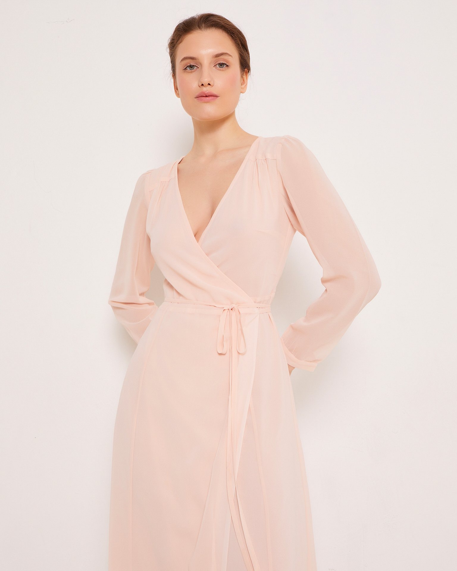 Mid-length wrap dress, Dusty pink — photo 4