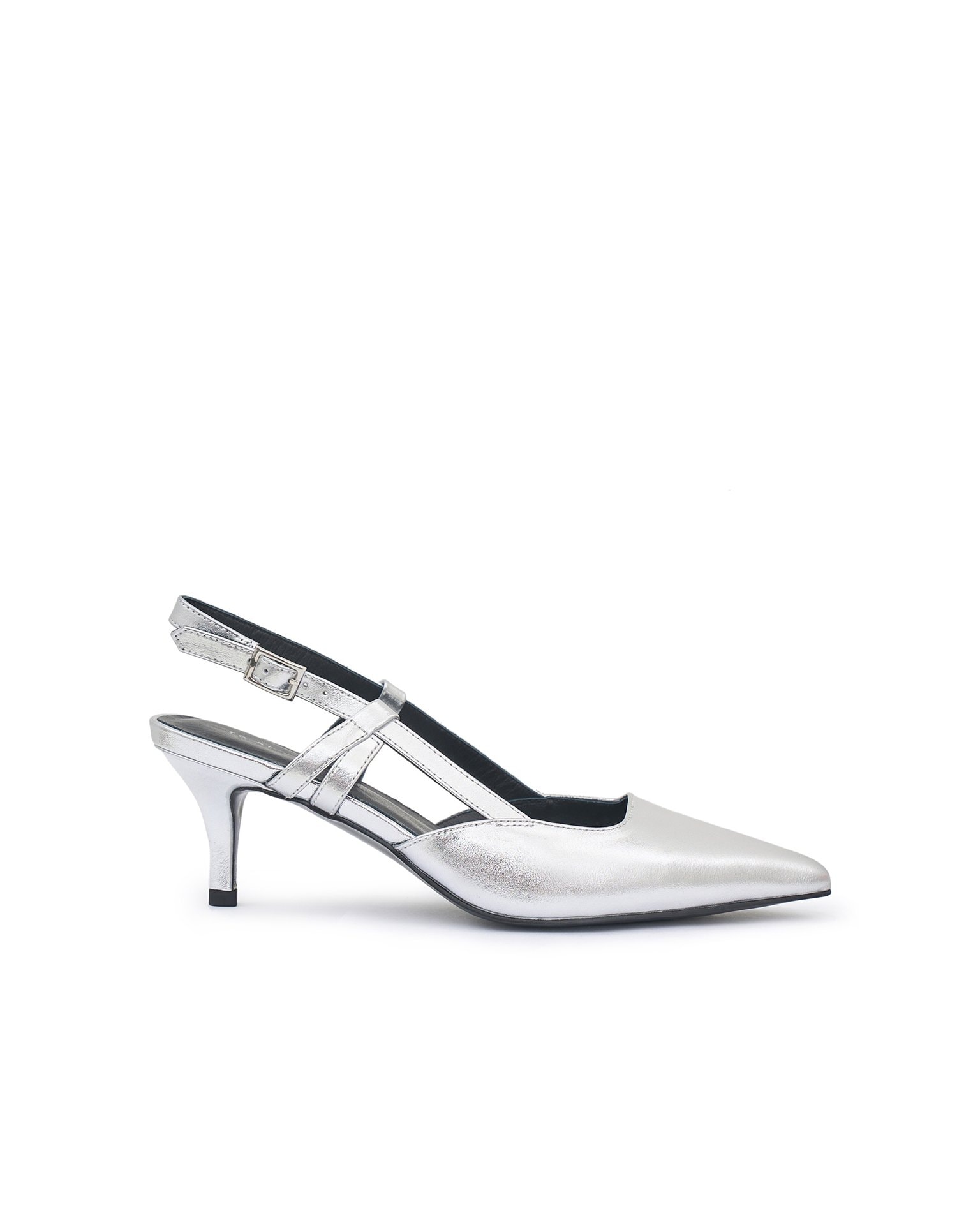 Silver slingback pumps, Silver — photo 6