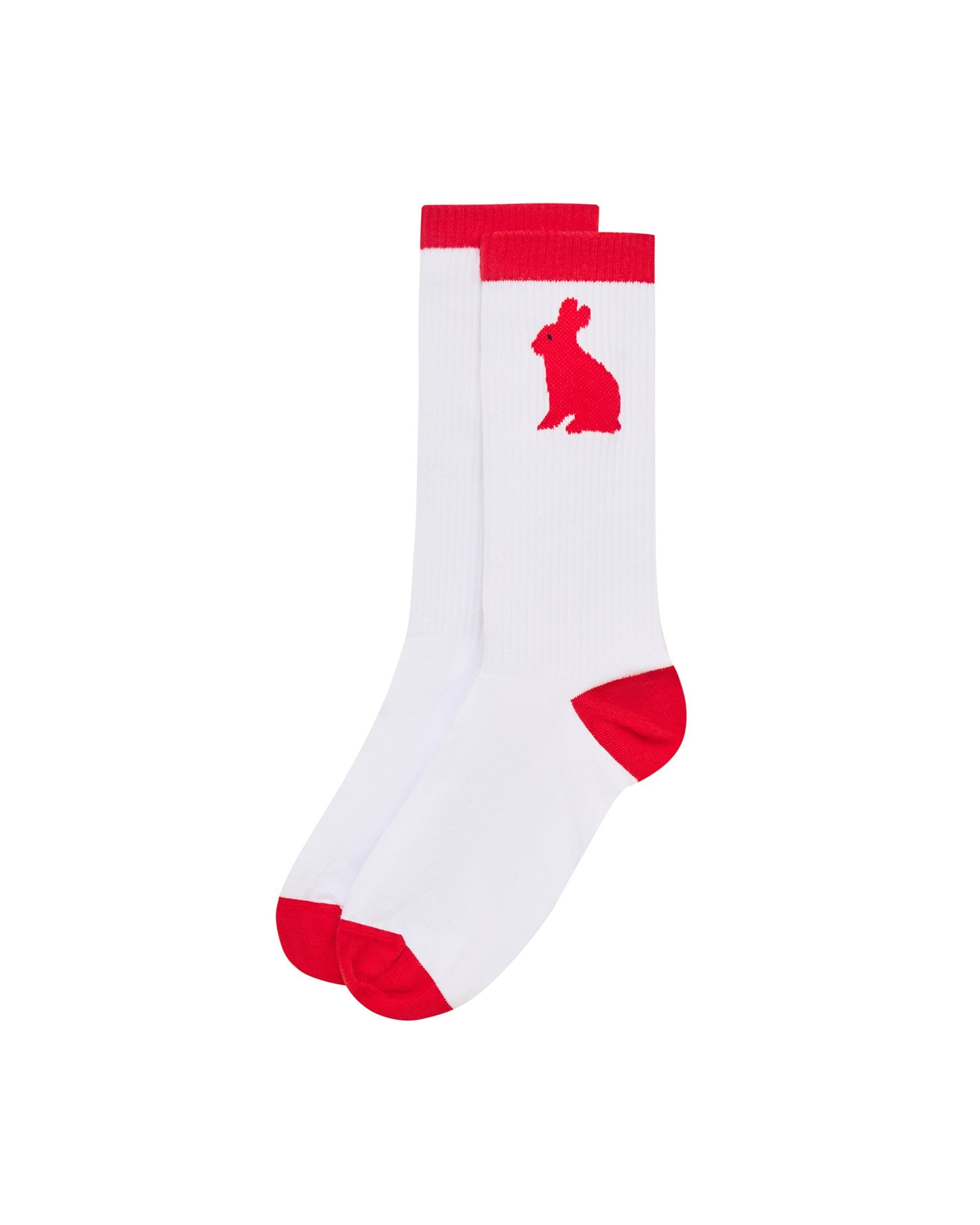 Socks with Rabbit Print, Red