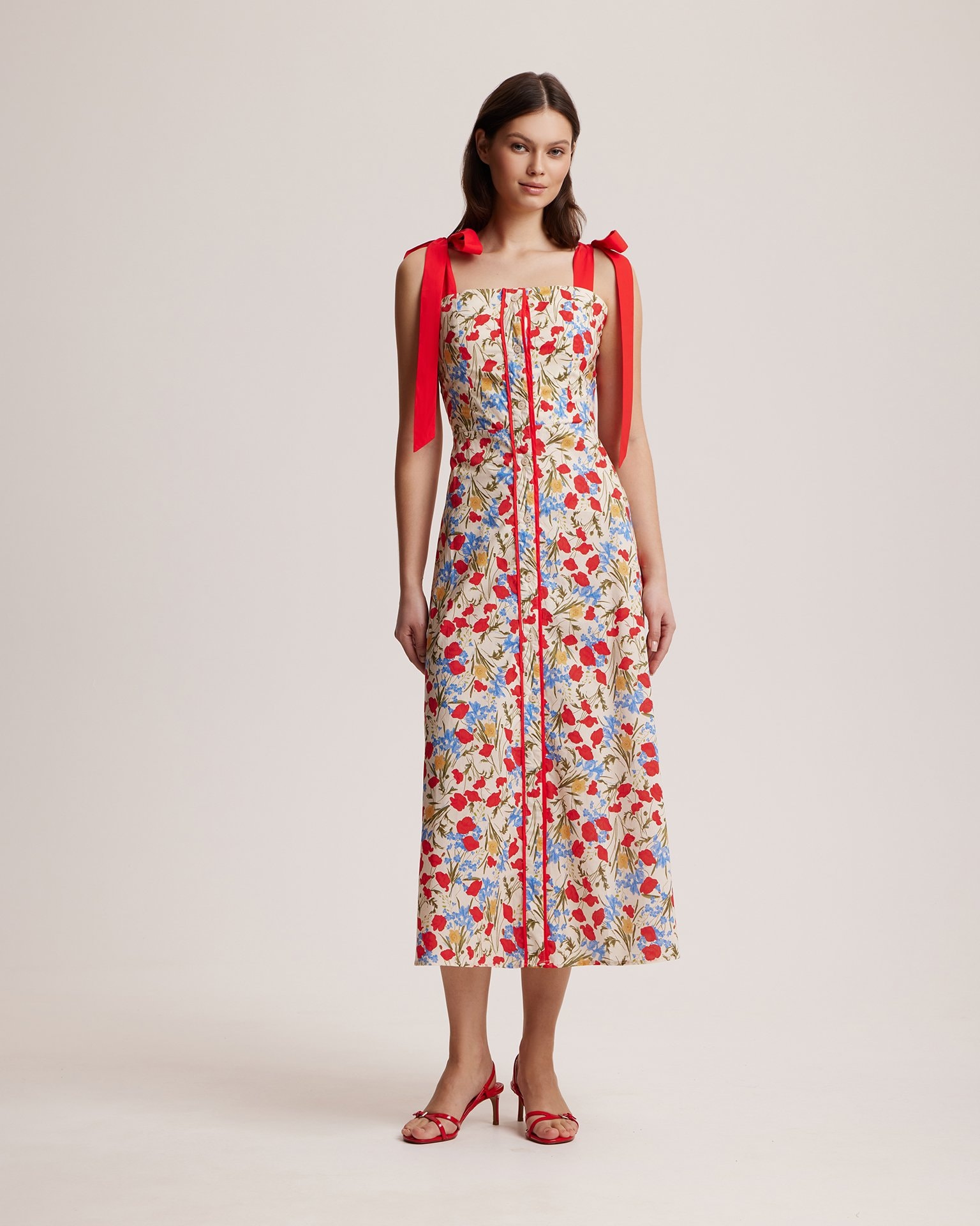 Floral print sundress, Red
