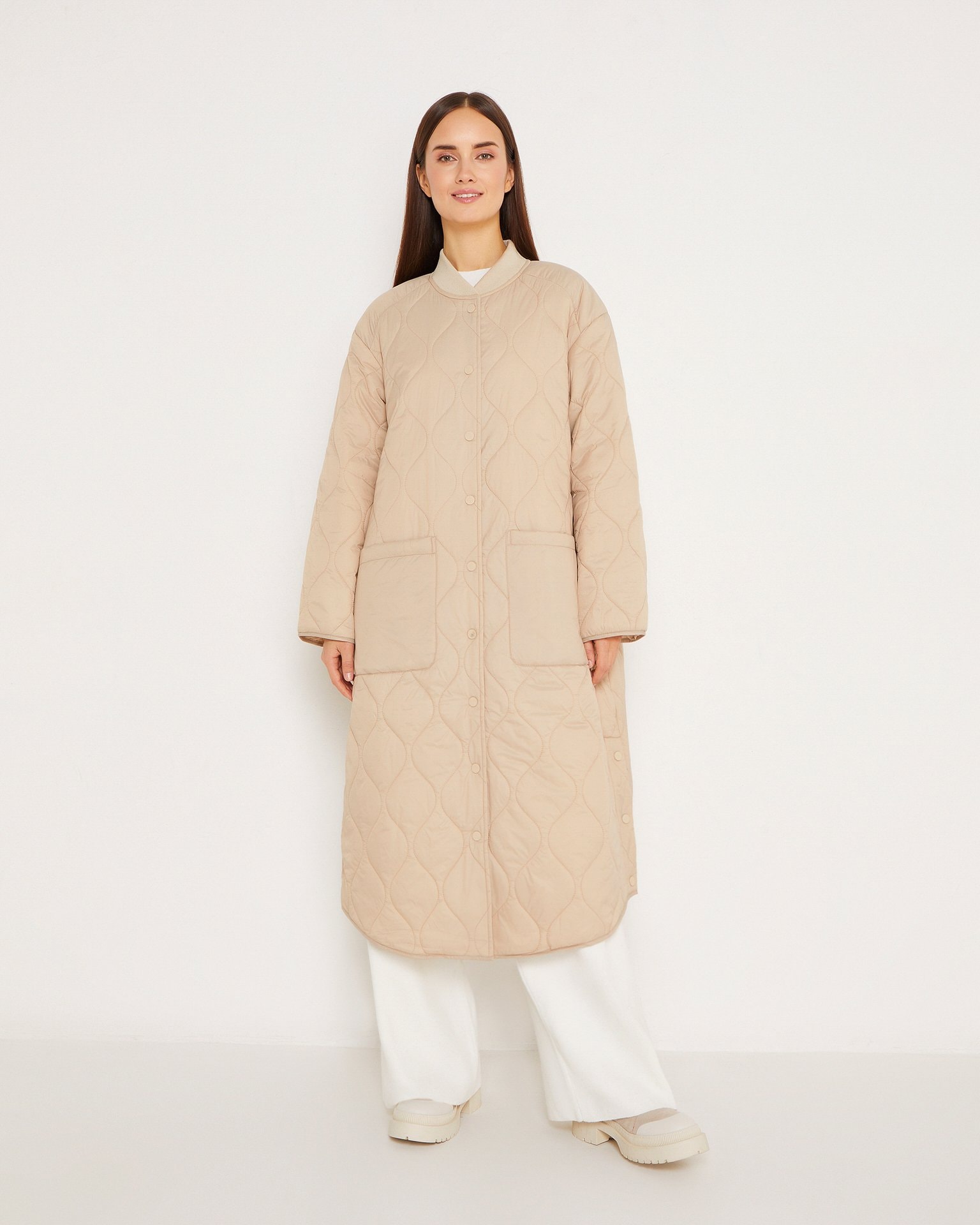 Coat with patch pockets, Beige — photo 2