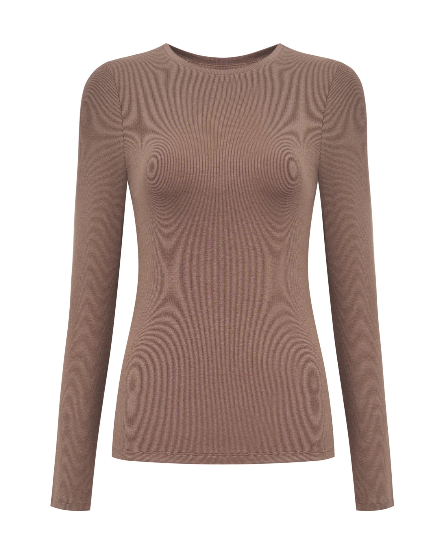 Fitted long-sleeved top, Brown