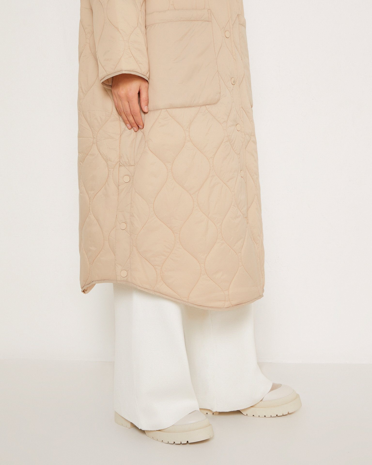 Coat with patch pockets, Beige — photo 8