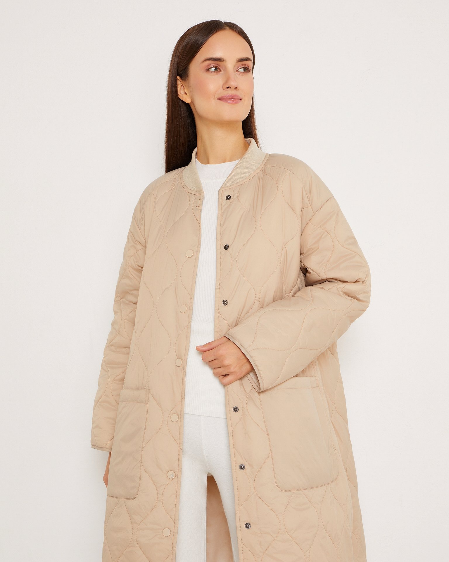 Coat with patch pockets, Beige — photo 6