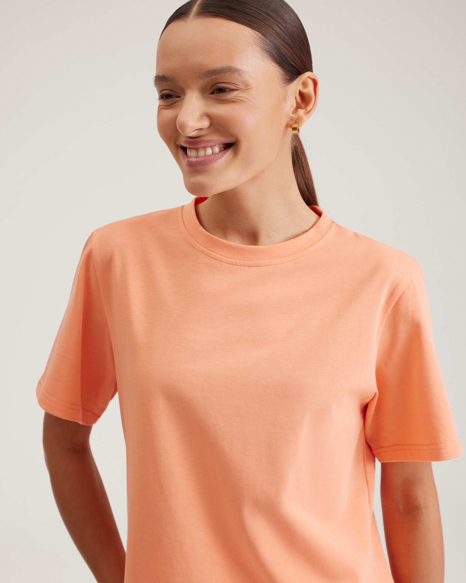 Basic peach T-shirt, Orange — photo 5