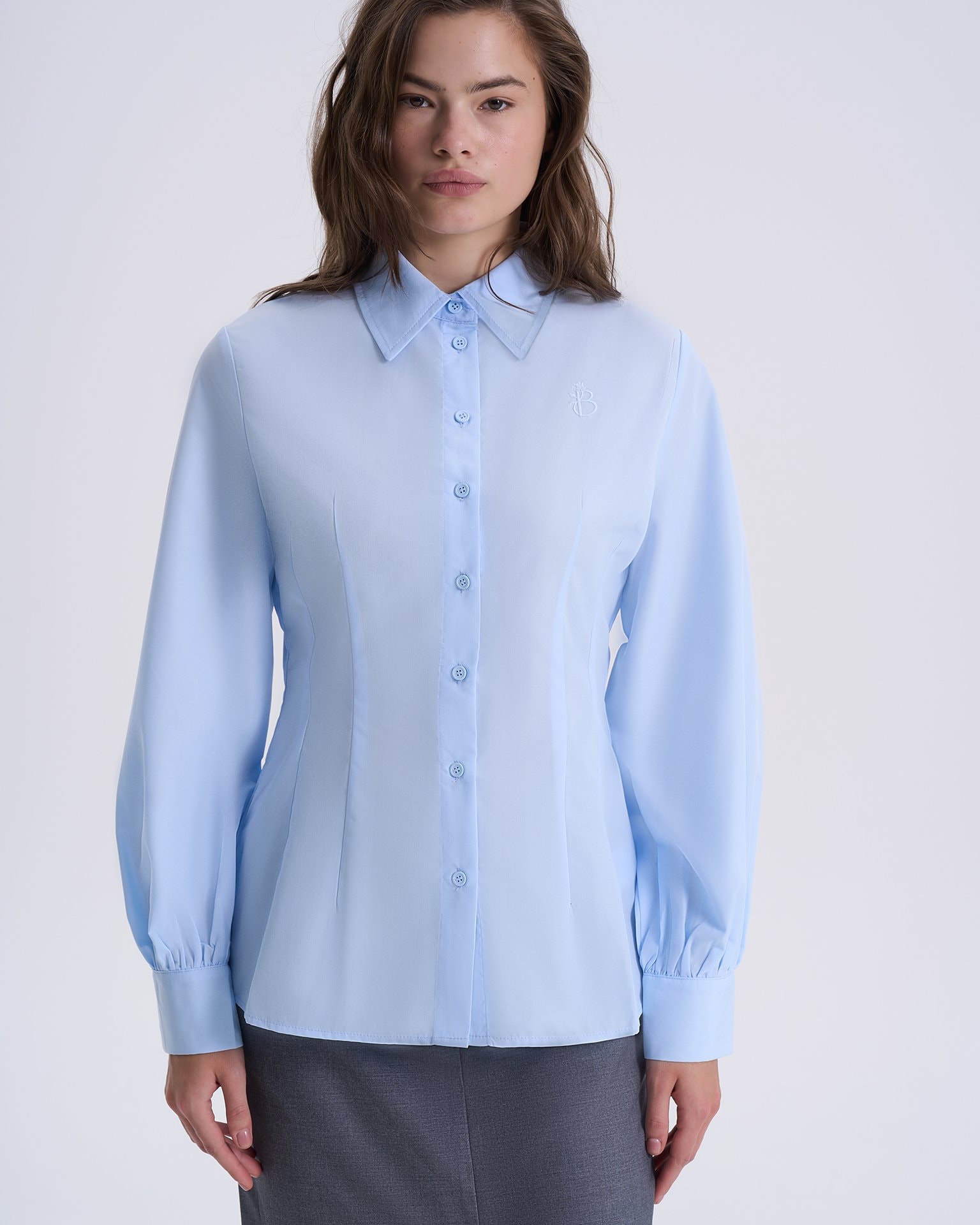 Shirt with voluminous sleeves, Sky Blue — photo 3