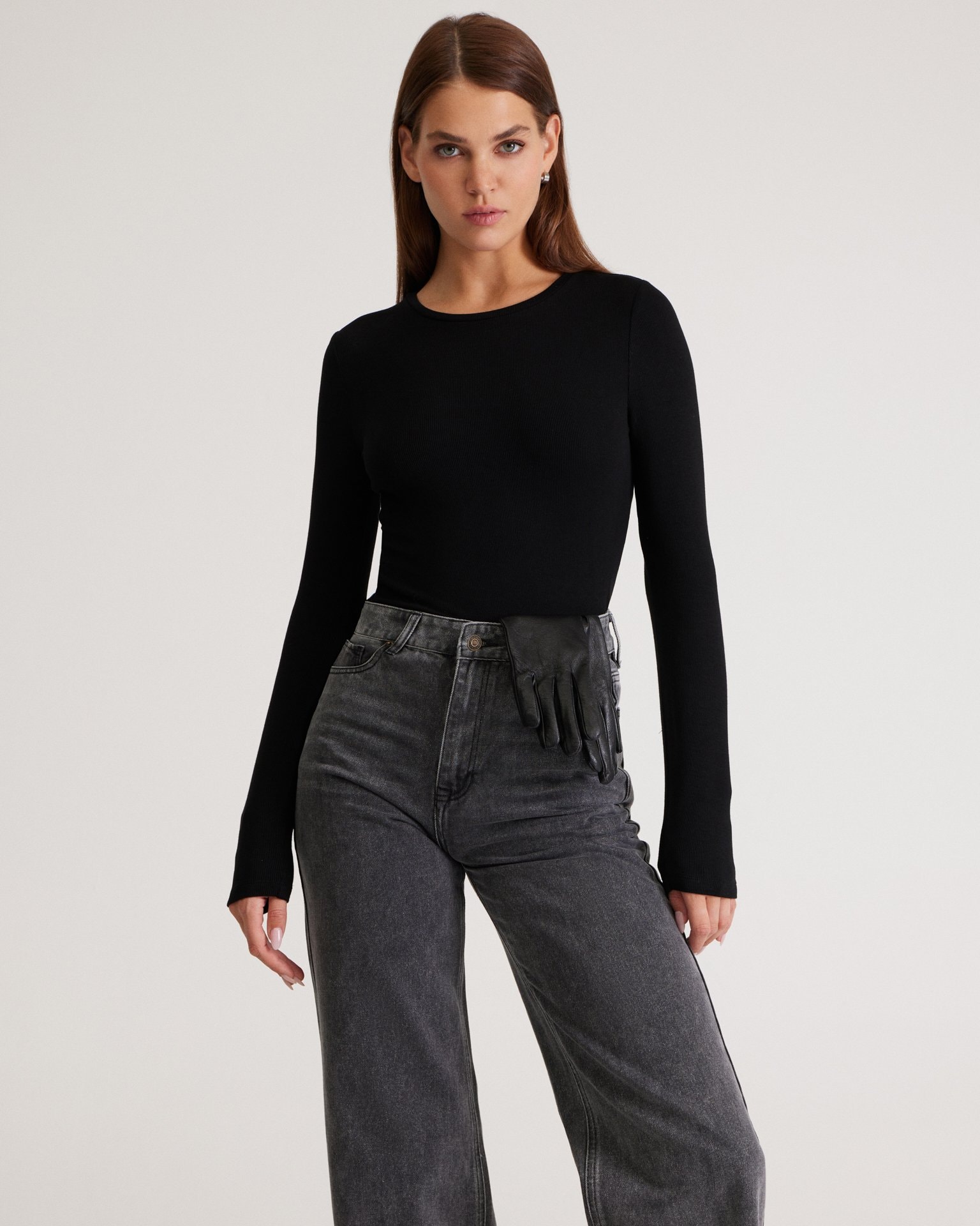 A black basic longsleeve, Black — photo 2