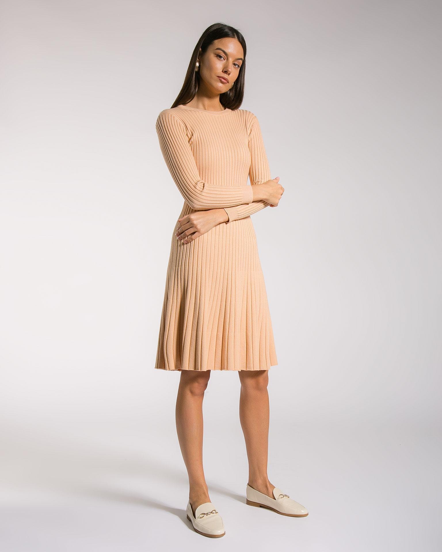 Dress with a flared skirt, Beige — photo 3