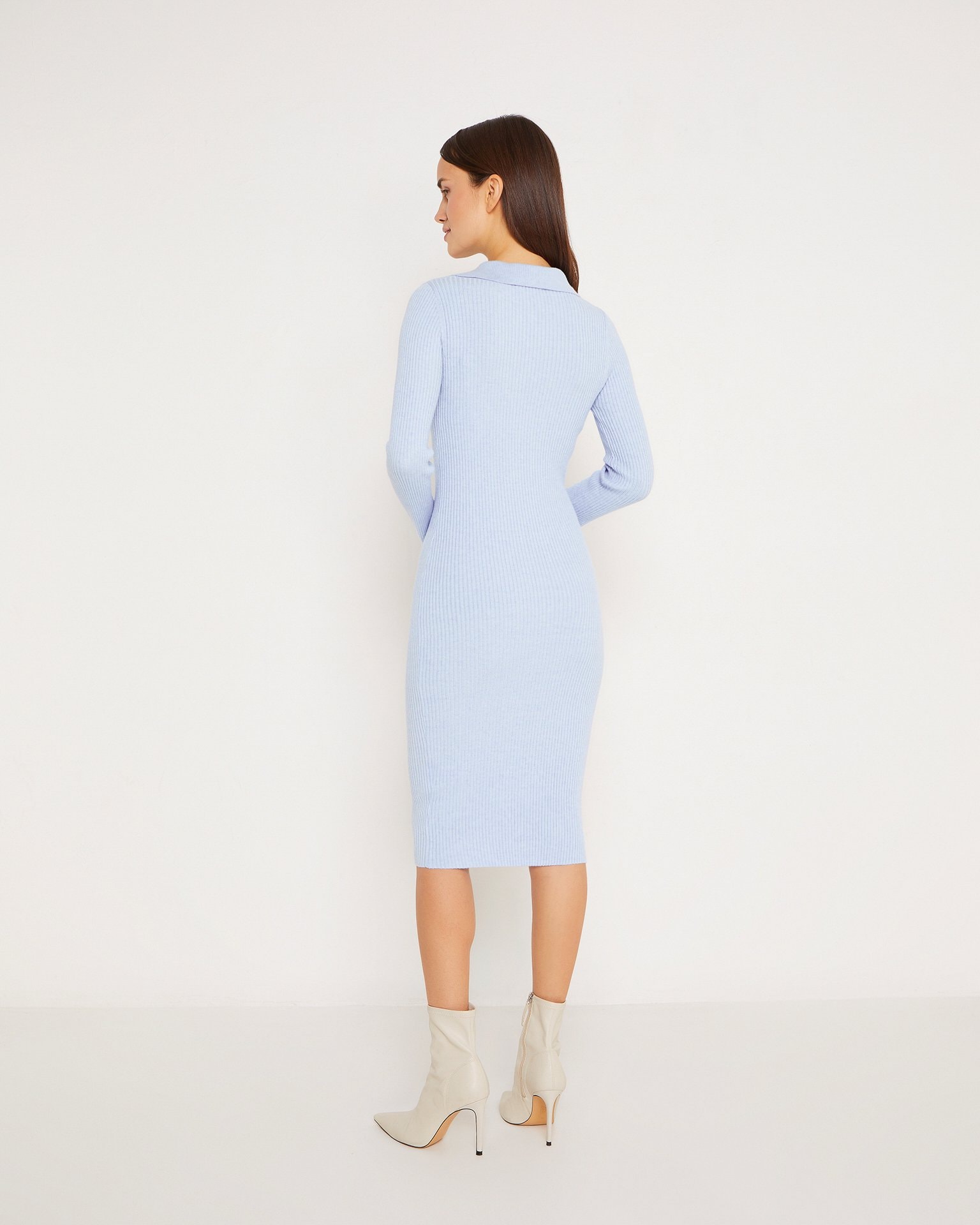 A blue dress with a V-neck, Sky Blue — photo 4