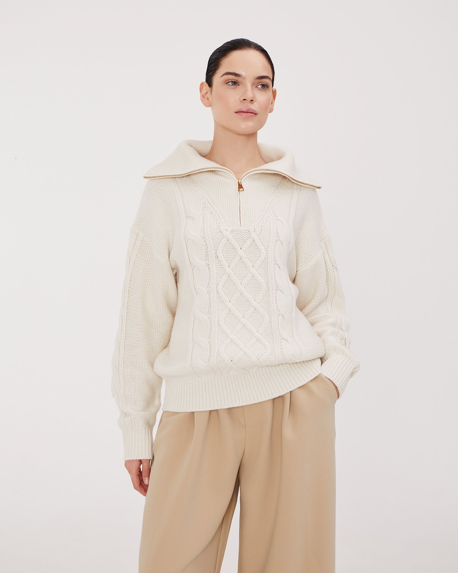 Jumper with a collar, White — photo 5