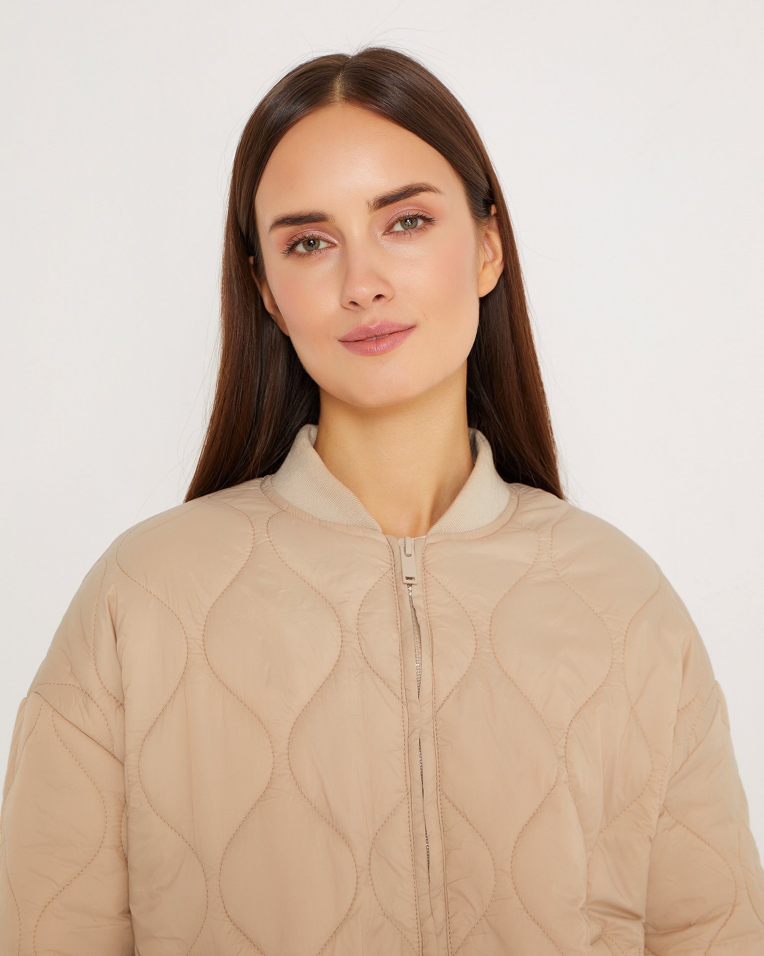 Quilted cropped jacket, Beige — photo 6