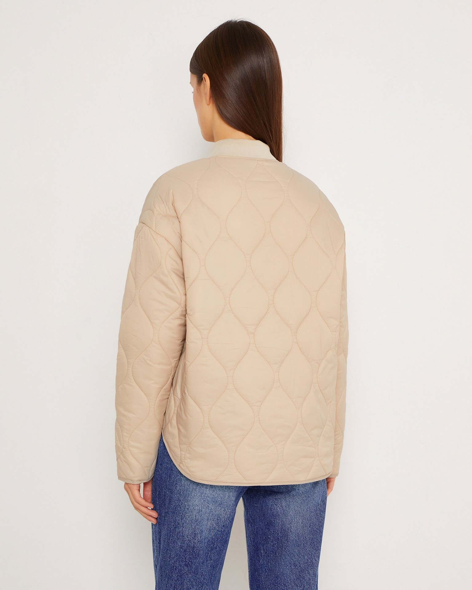 Quilted cropped jacket, Beige — photo 3