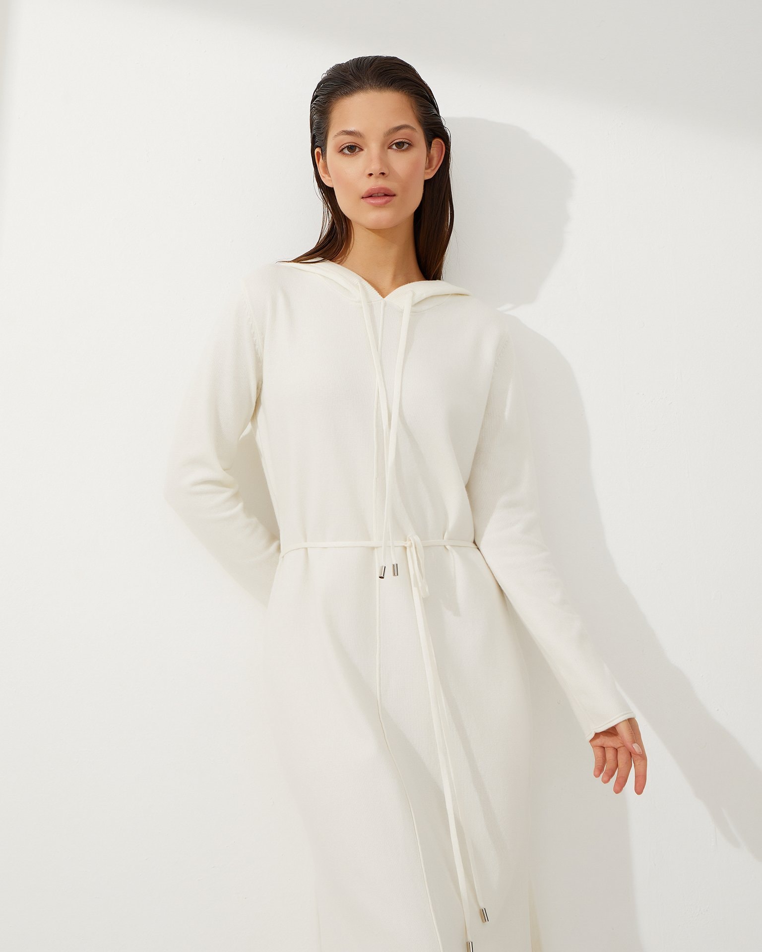Hooded midi dress, Milk — photo 2