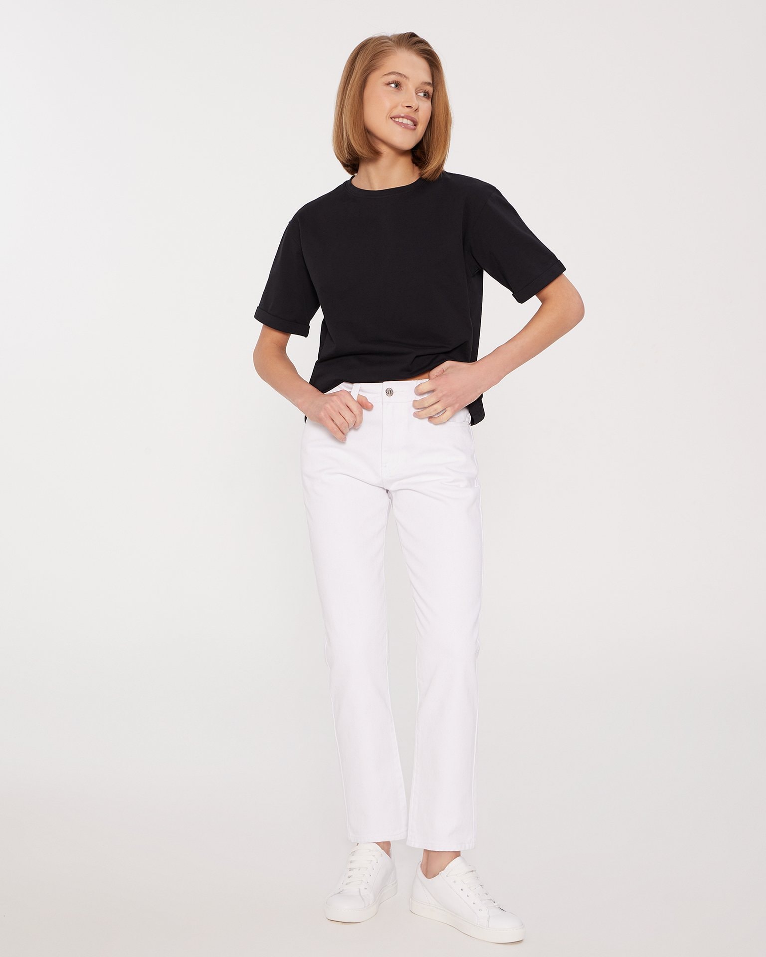 White mom jeans, White
