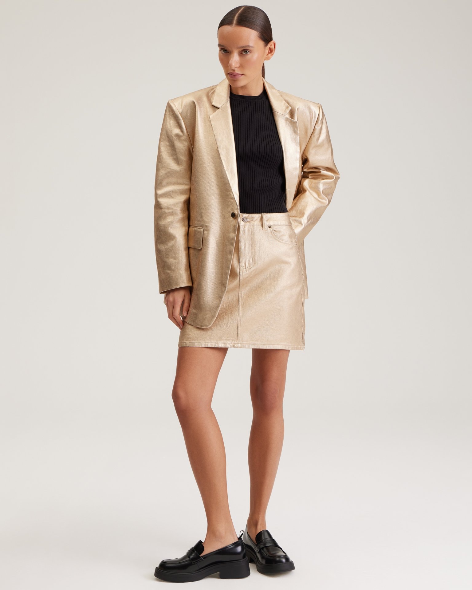 Skirt with a metallic effect, Golden — photo 4