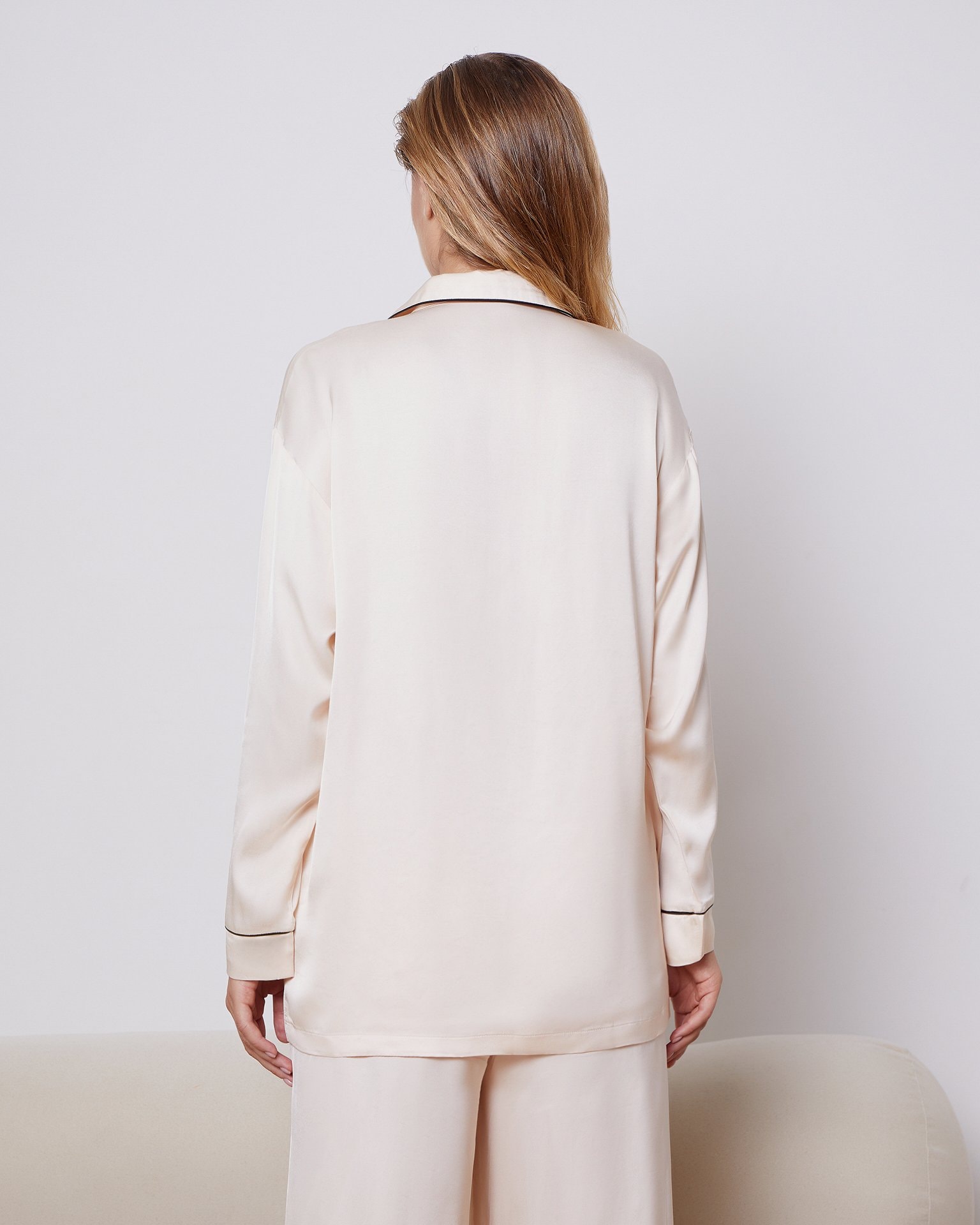 A pyjama-style shirt, Cream — photo 3