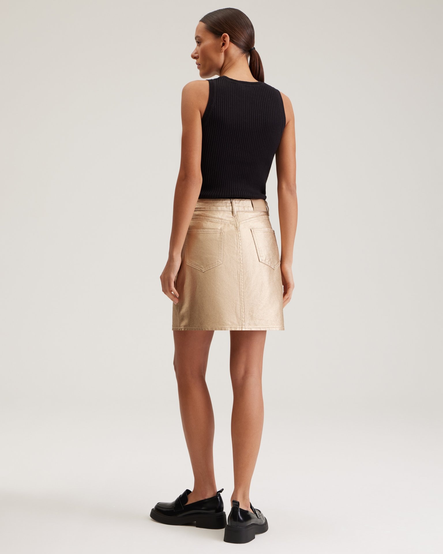 Skirt with a metallic effect, Golden — photo 3