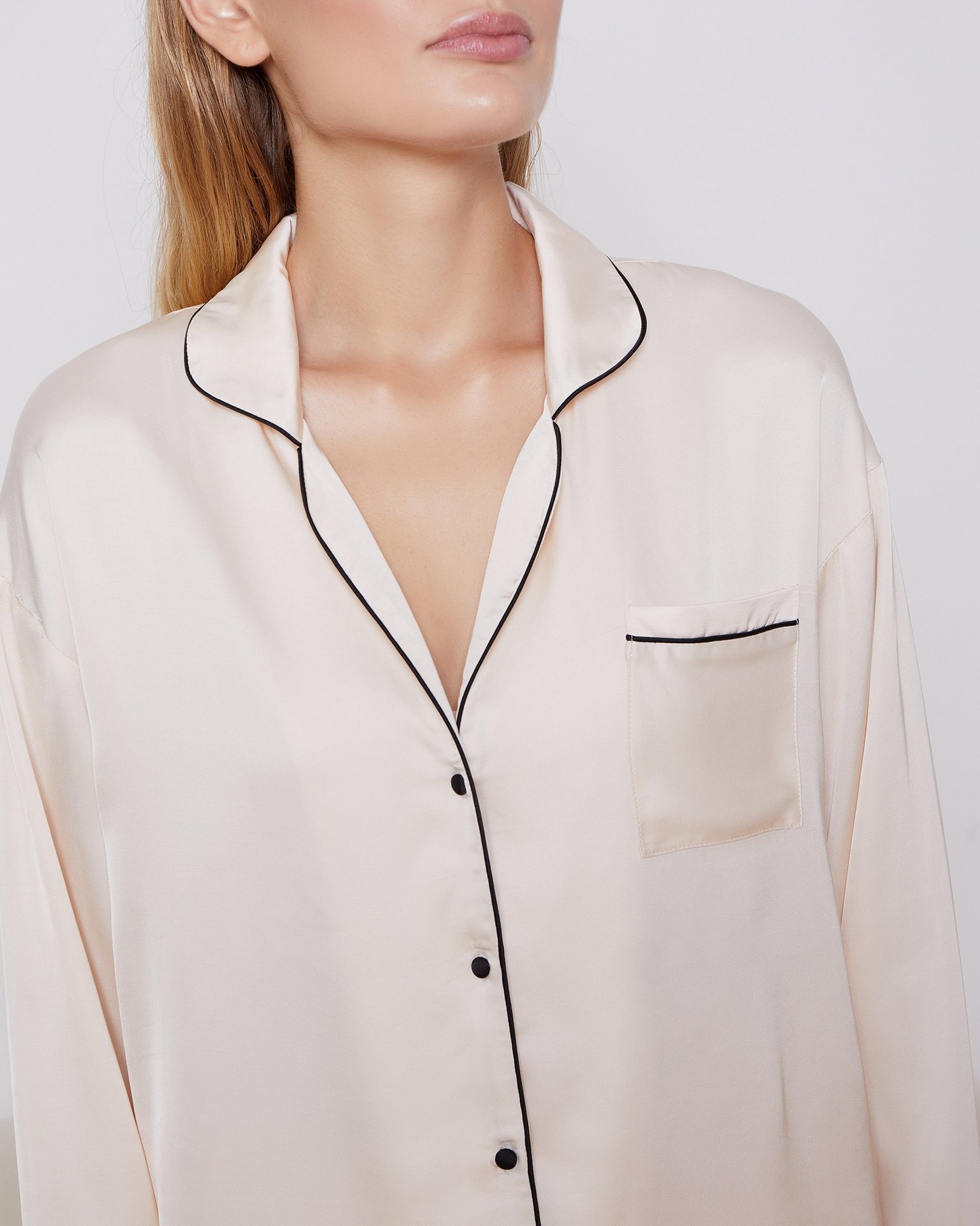 A pyjama-style shirt, Cream — photo 6