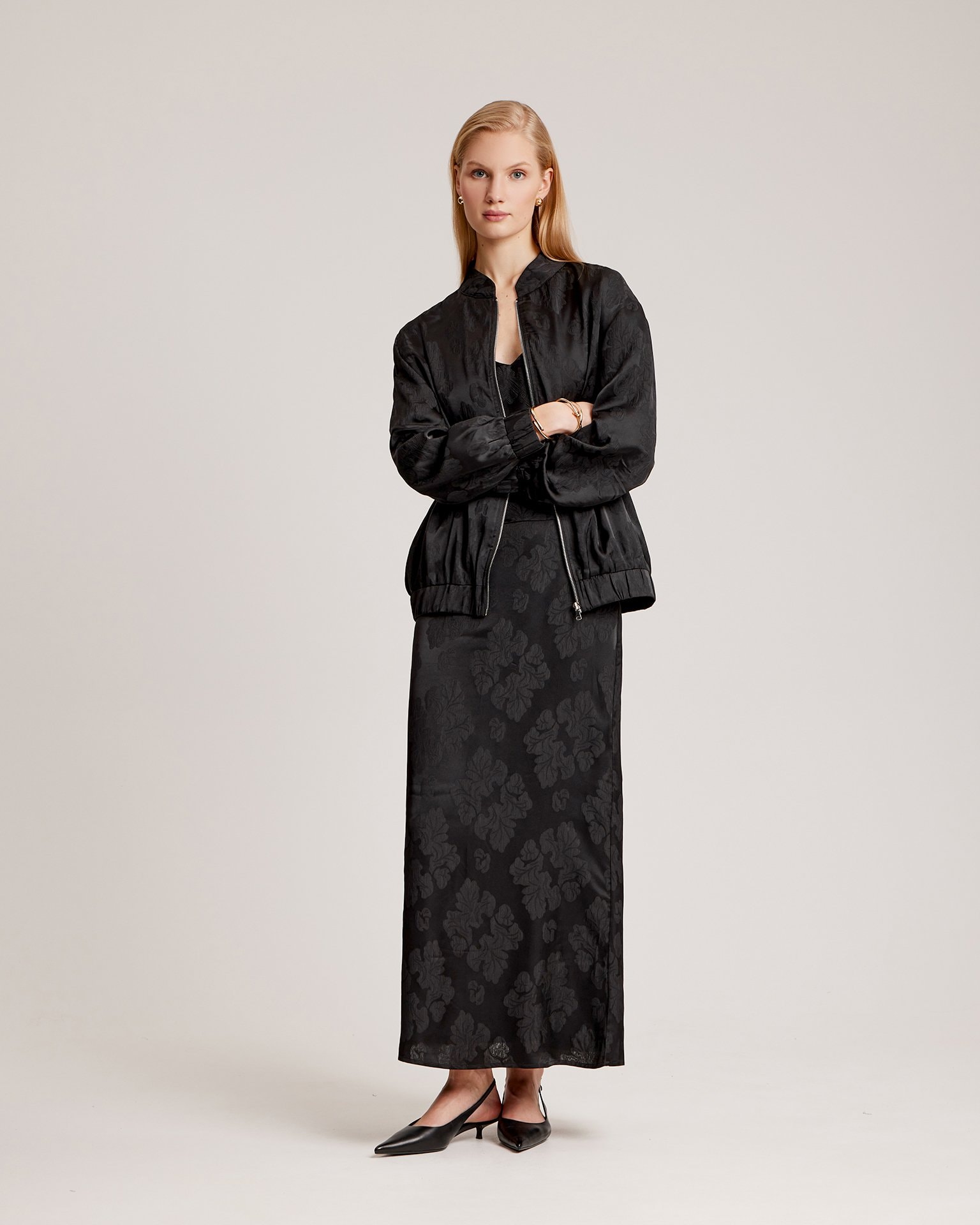 Jacquard bomber jacket, Black