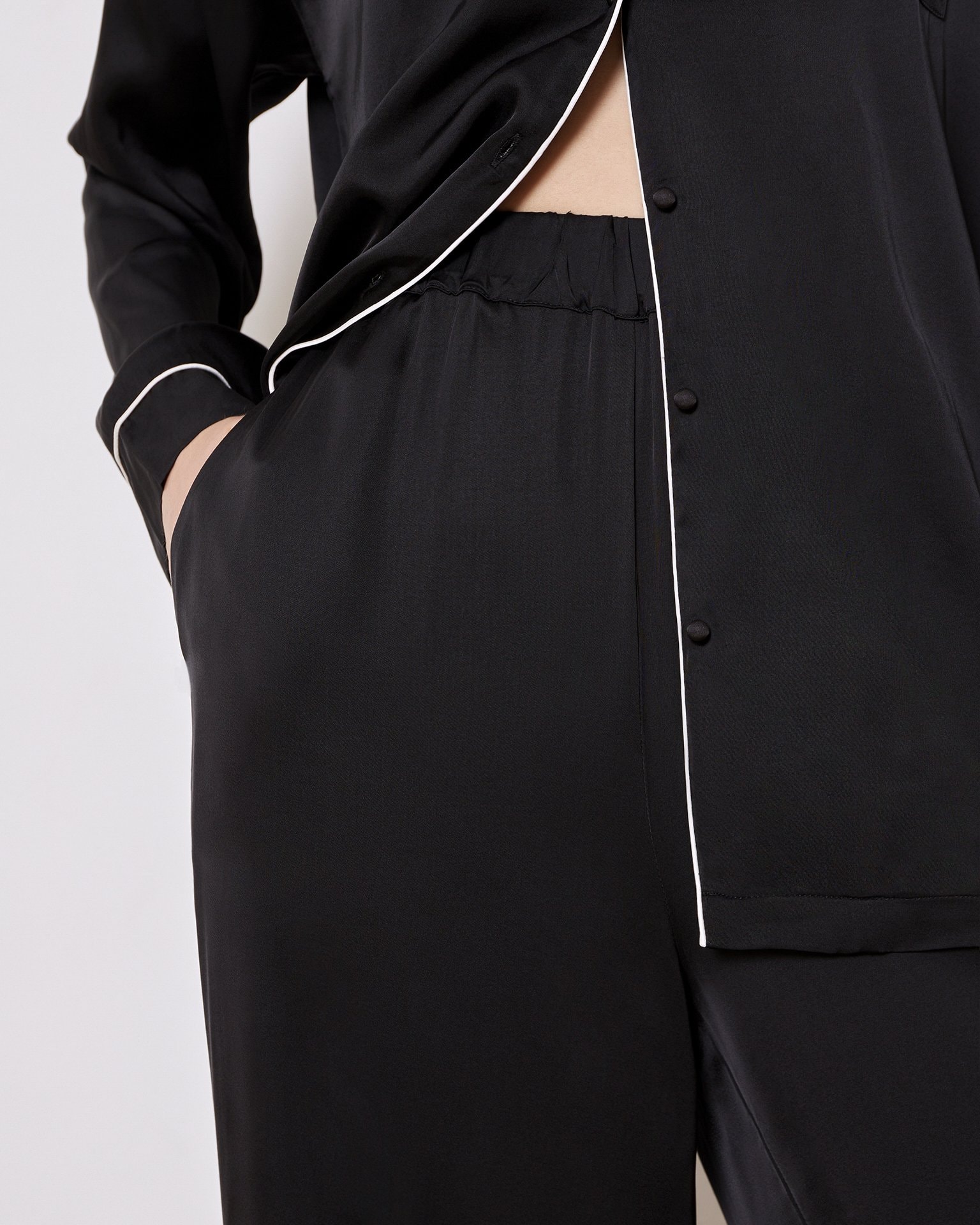 Wide-Leg Viscose Trousers, Black — photo 6
