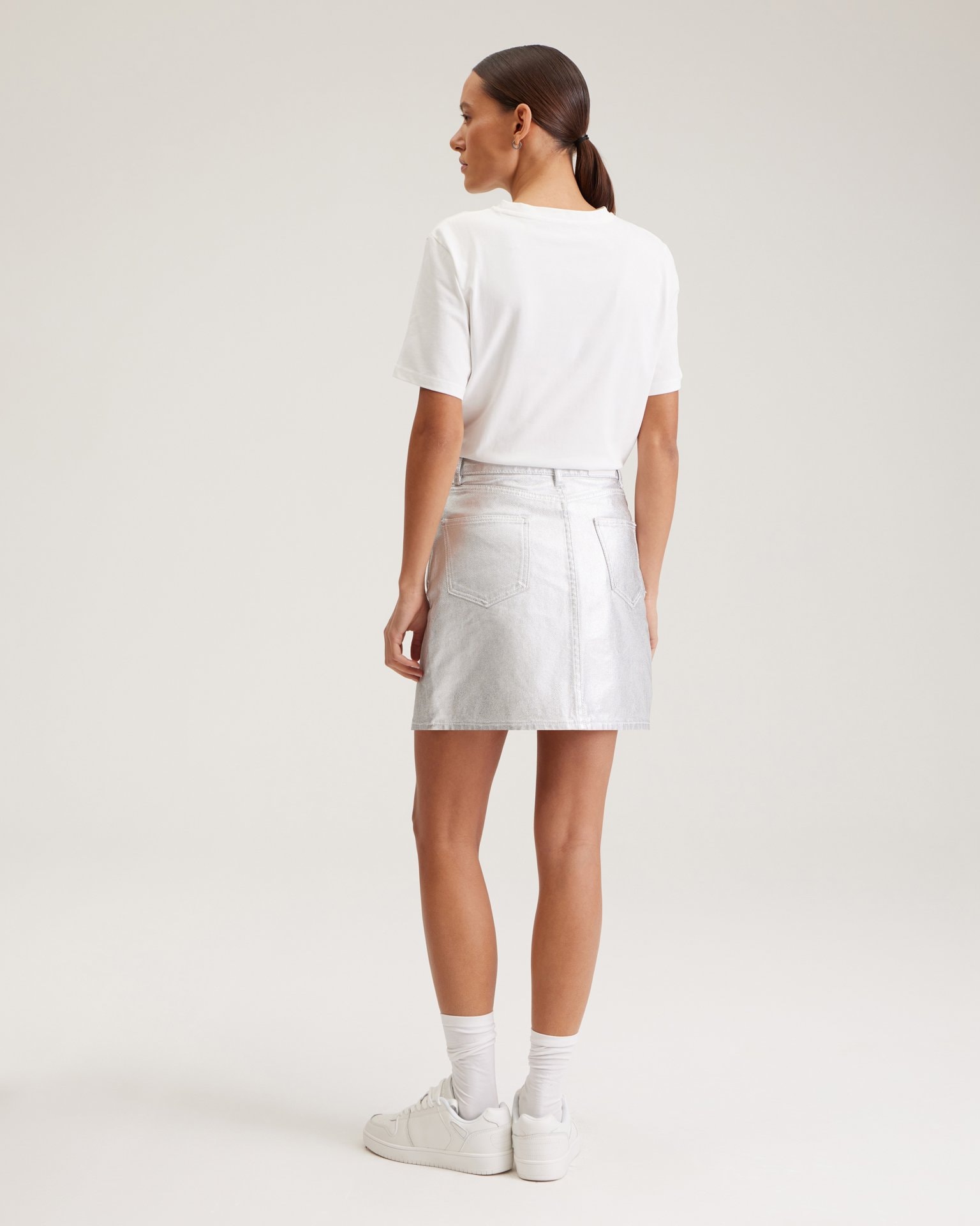 Skirt with a metallic effect, Silver — photo 3