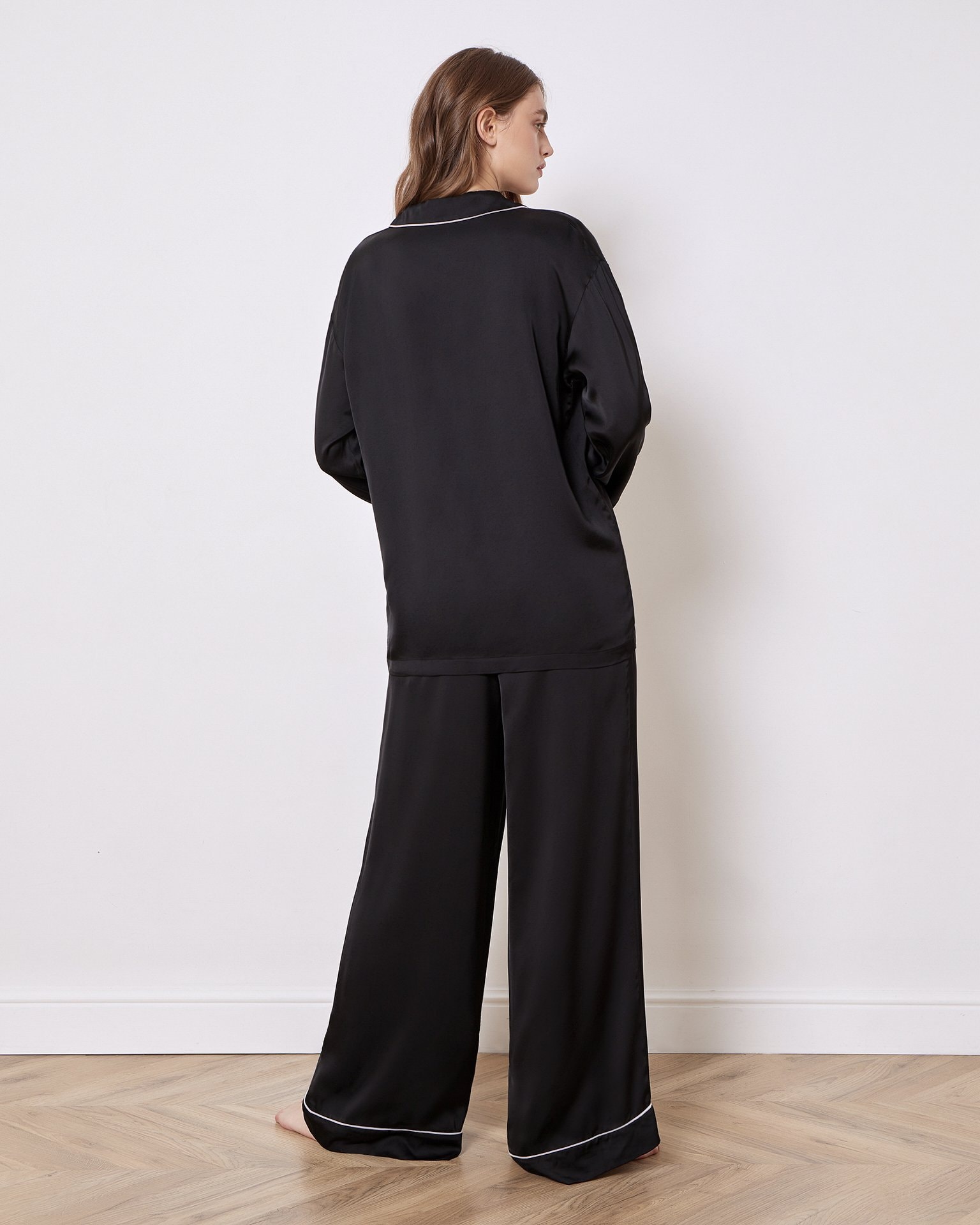 Wide-Leg Viscose Trousers, Black — photo 4