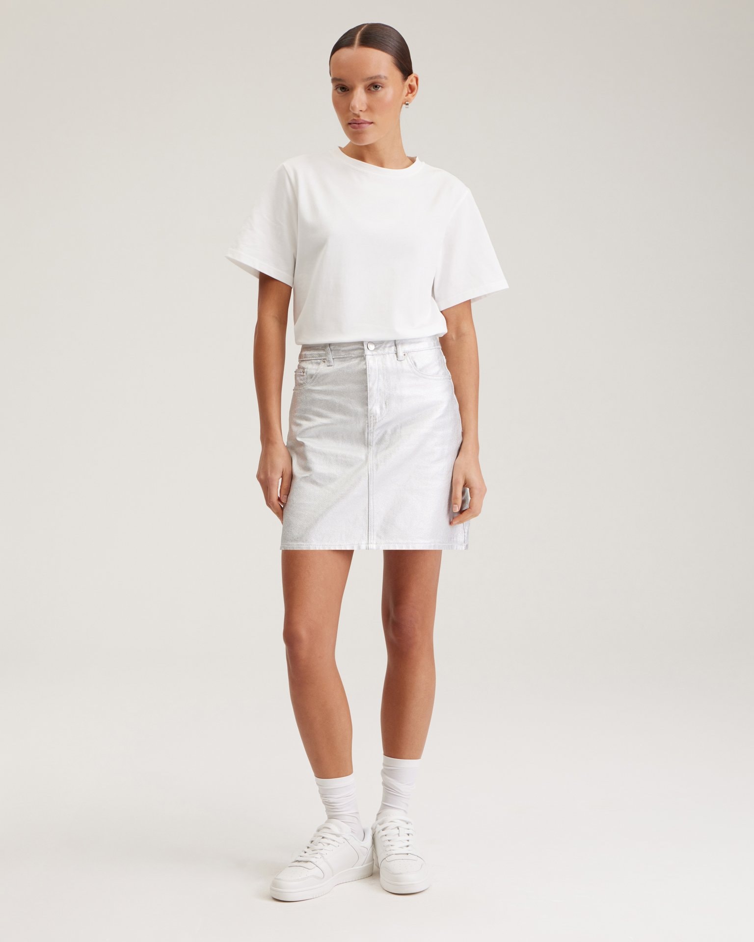 Skirt with a metallic effect, Silver — photo 2