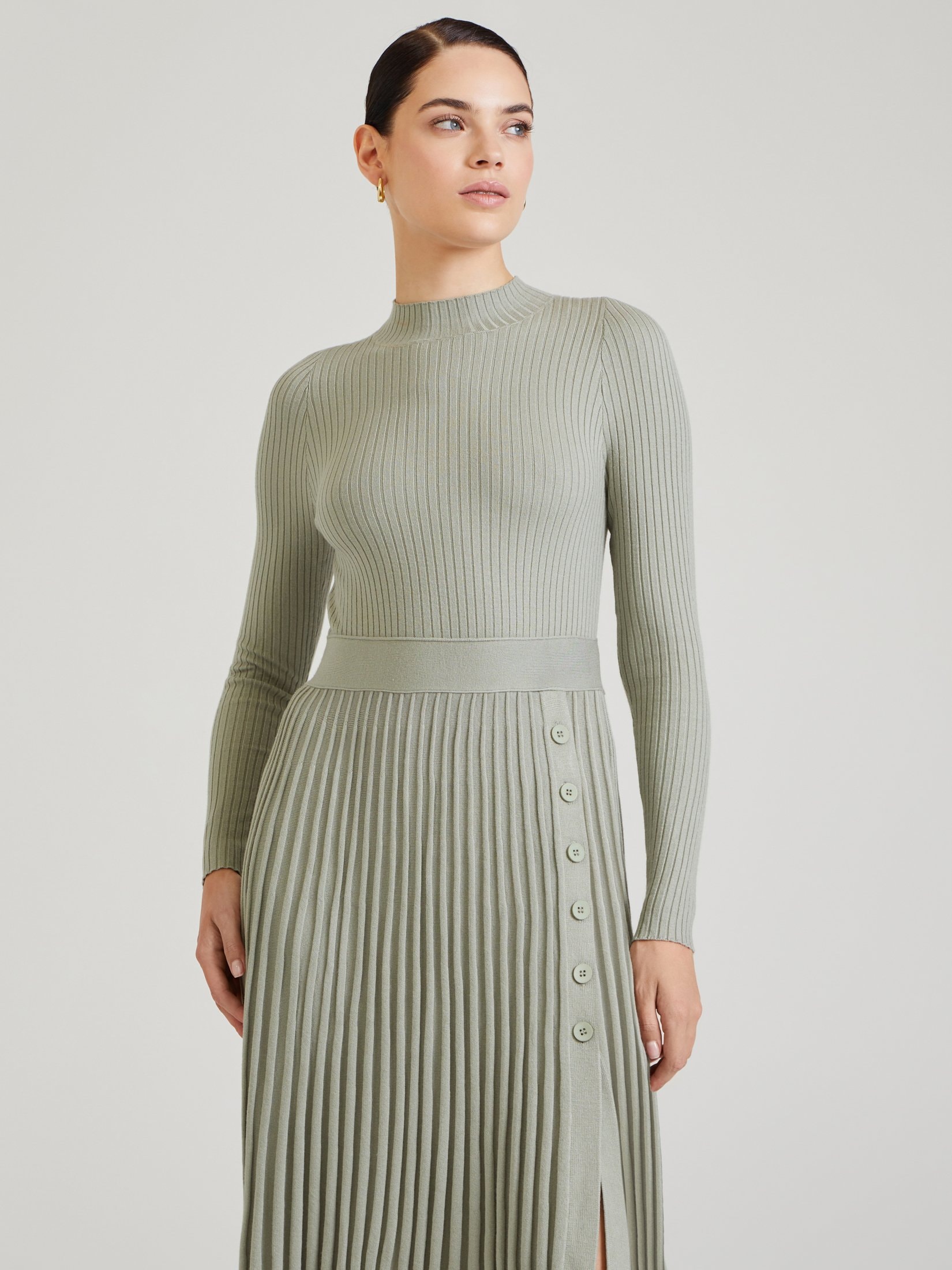 Fitted dress, Olive — photo 4