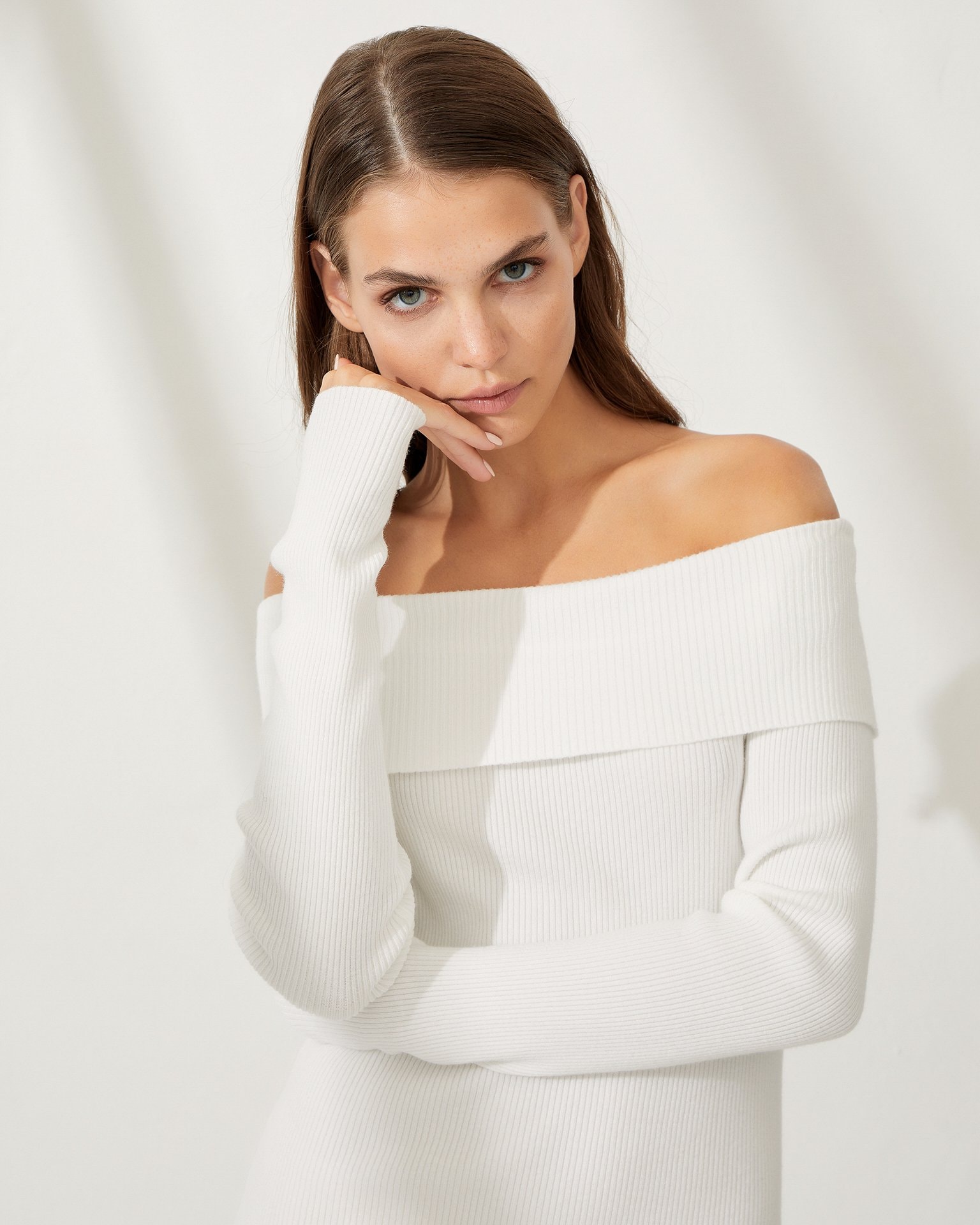 White fitted dress, White — photo 2