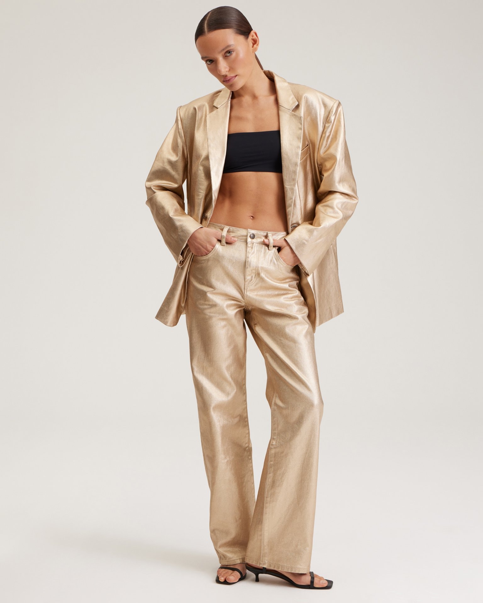 Jacket with a Metallic Effect, Golden — photo 3